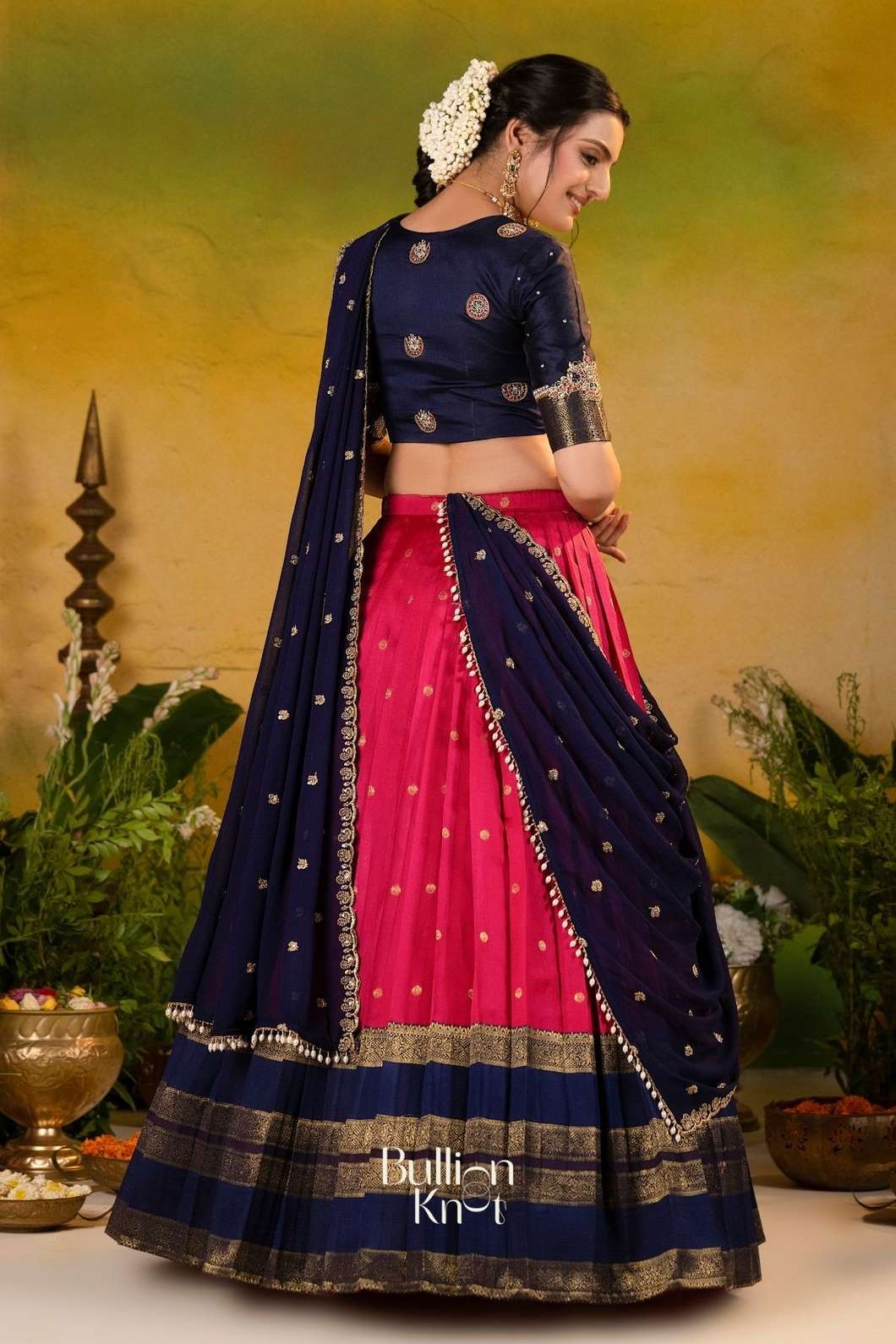 Nilambari  | Elegant Navy Blue Soft Silk Lehenga Set for Festivals