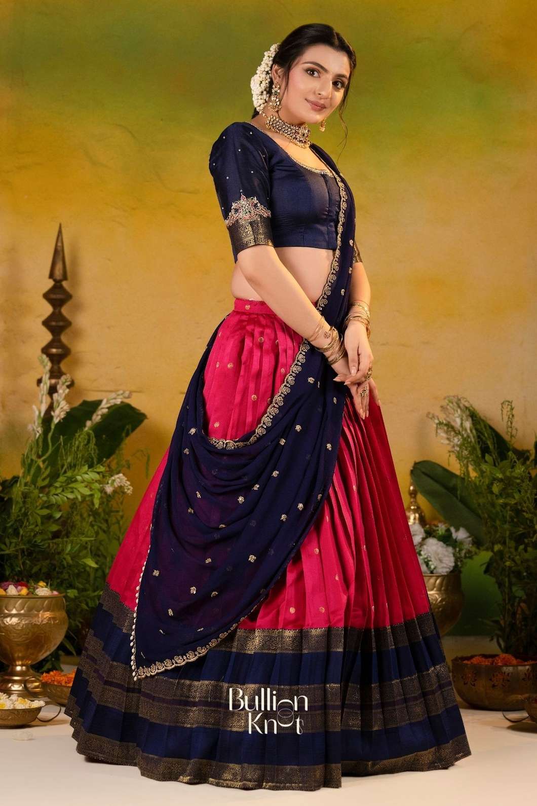 Nilambari  | Elegant Navy Blue Soft Silk Lehenga Set for Festivals