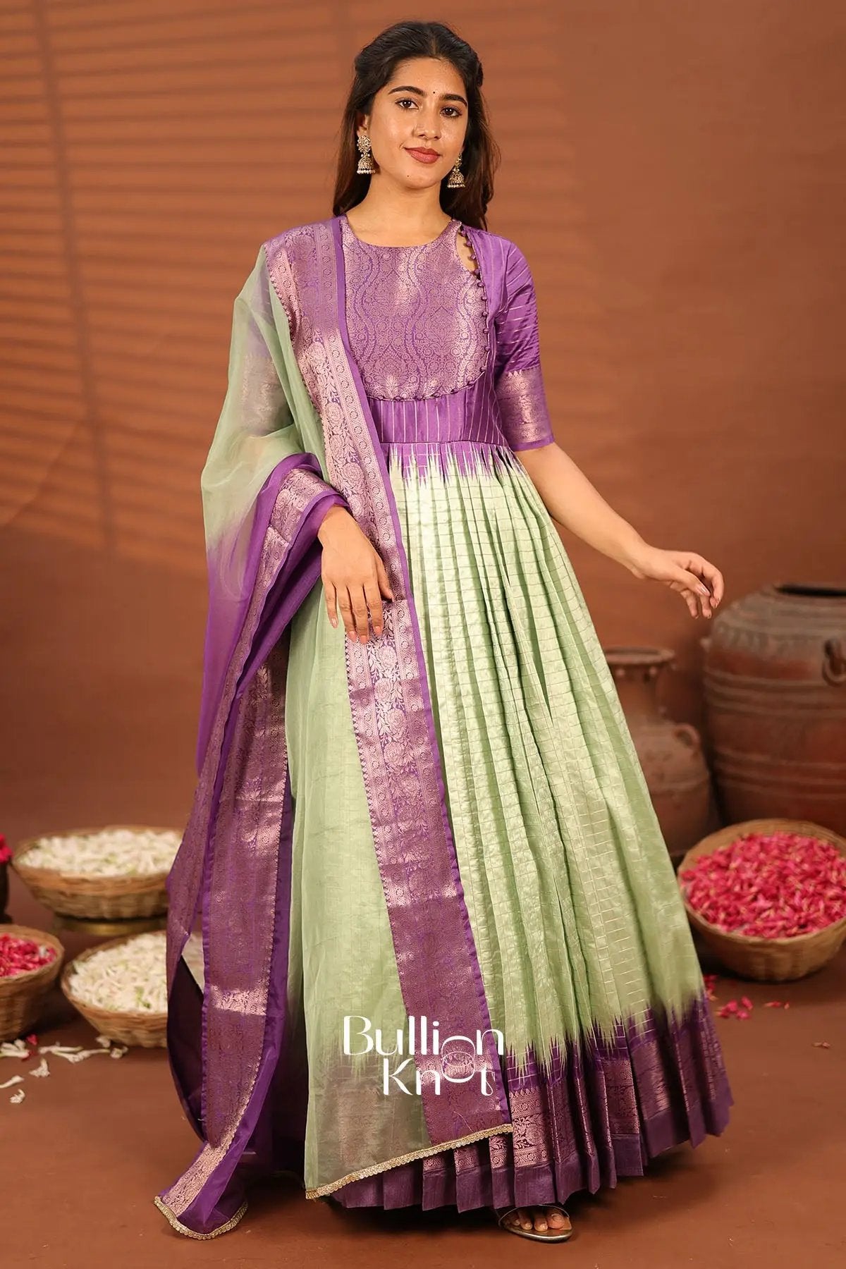 Nirmala Purple Banarasi Silk Pattu Gown