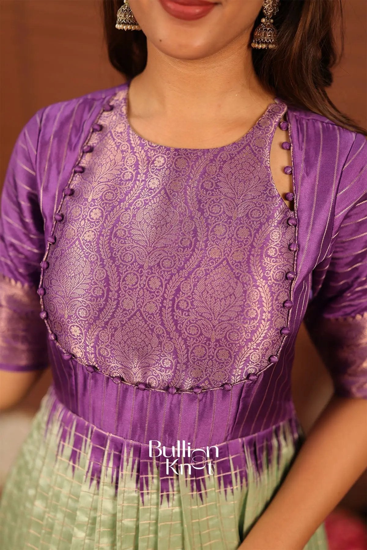 Nirmala Purple Banarasi Silk Gown - Long Dresses