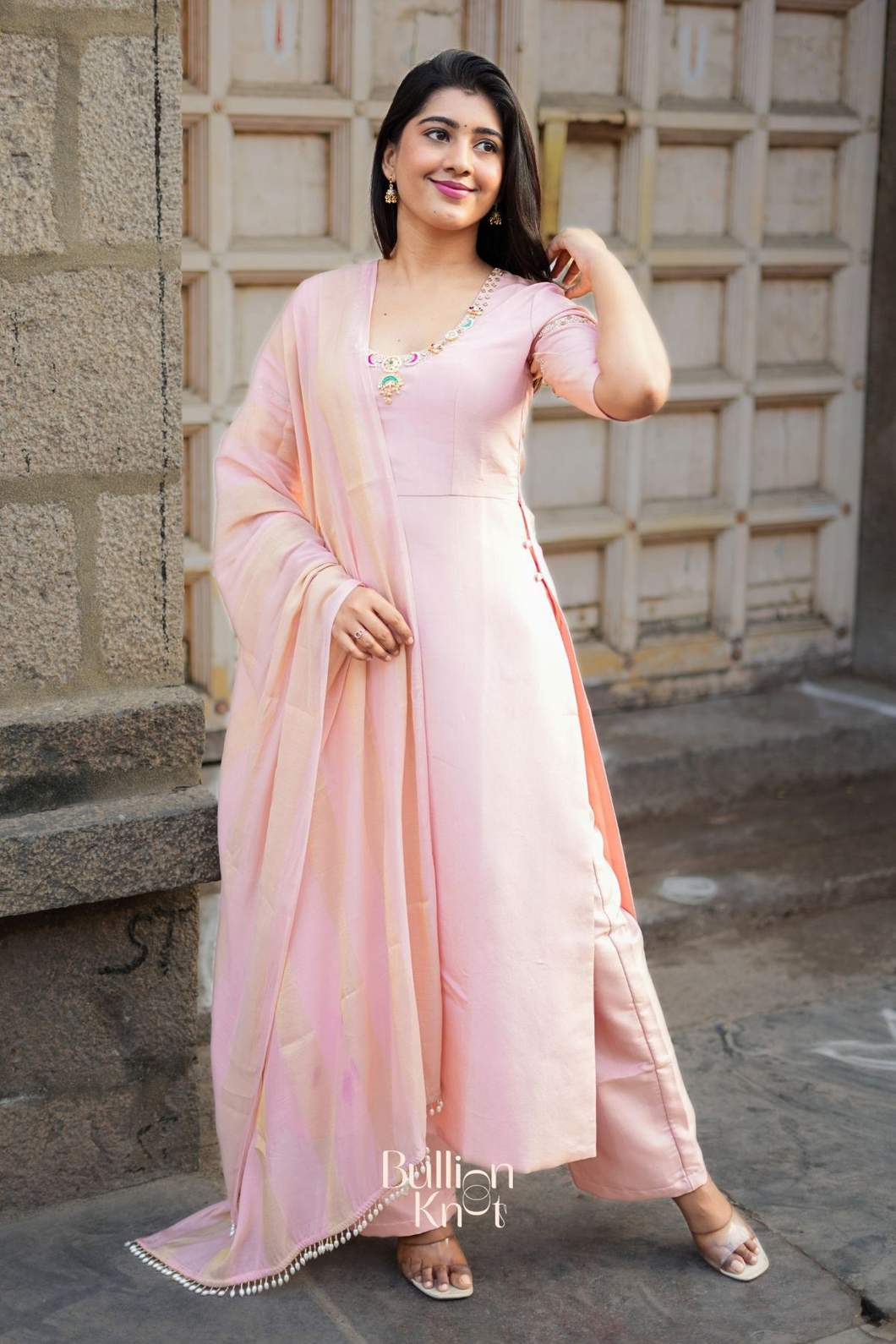 Noor Jadau Peach U-Neckline Kurta & Suit Set