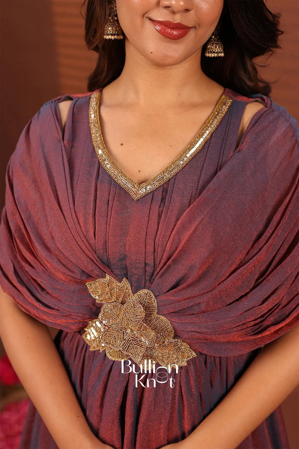 Nyasa Wine Indowestern Dress