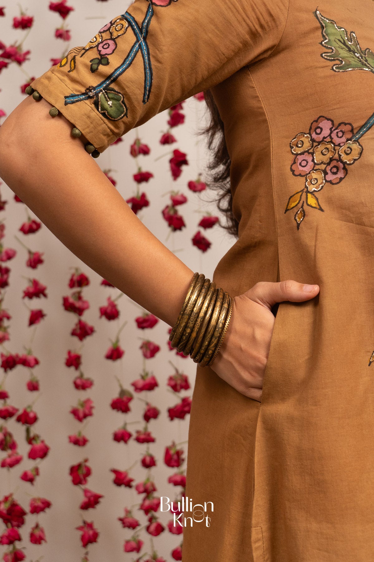 Riwaayat Pan Kalamkari Kurta Set In Ochre Yellow