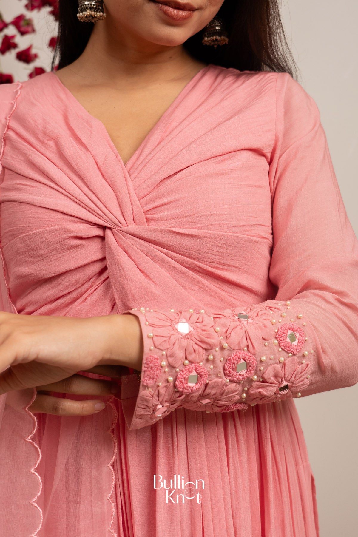 Pink Parchhai Kurta Set (Dress) in Pink