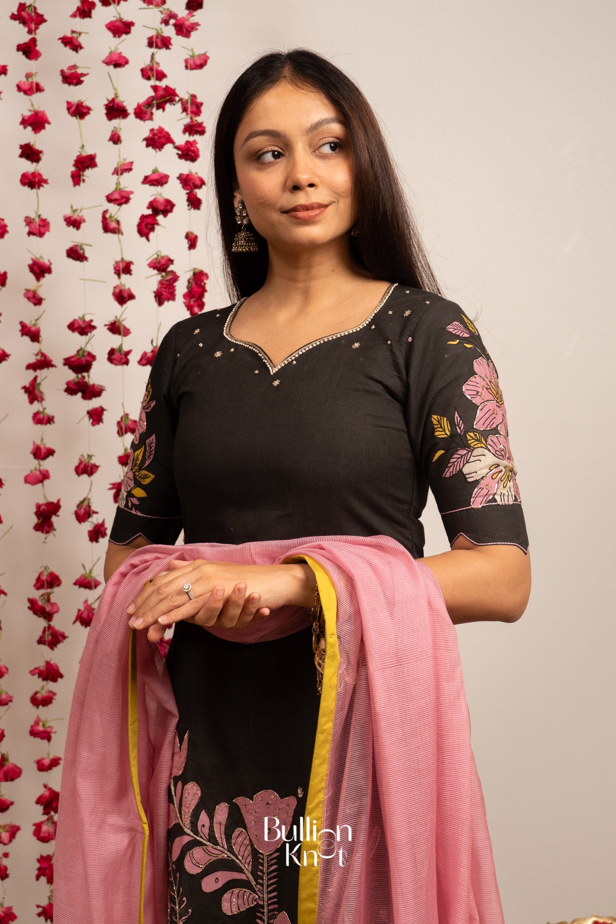KalaKriti Pan Kalamkari Kurta Set In Black