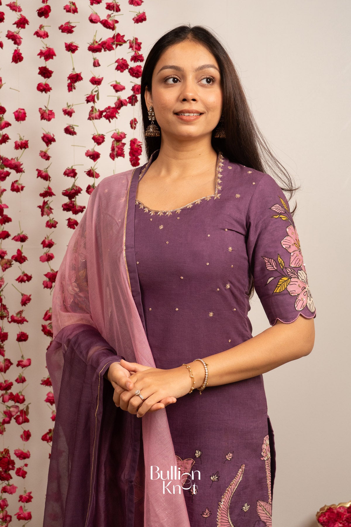 Zaribaag Pan Kalamkari Kurta Set In Dark Onion