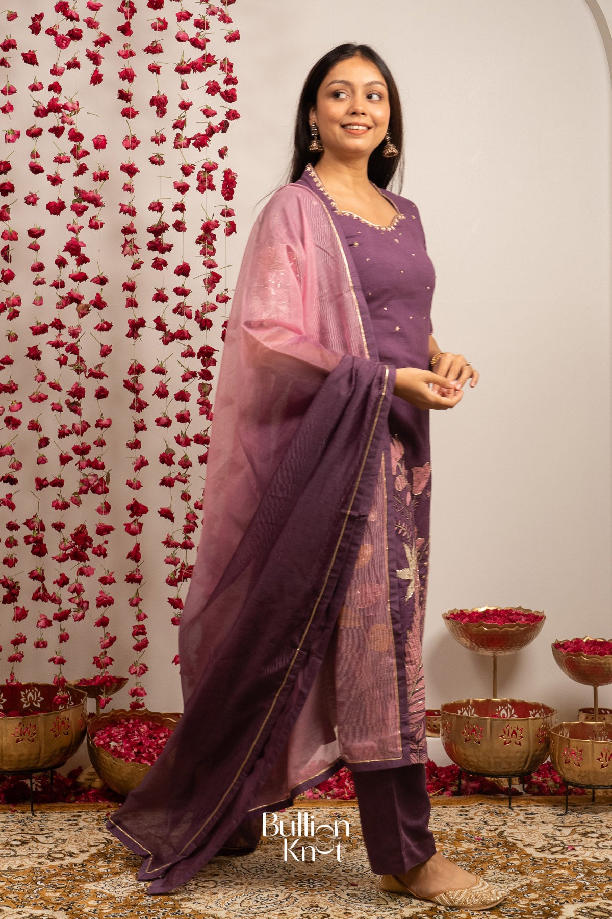 Zaribaag Pan Kalamkari Kurta Set In Dark Onion