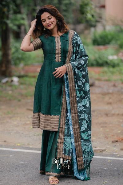 Gaatha Handloom Sharara Set In Green