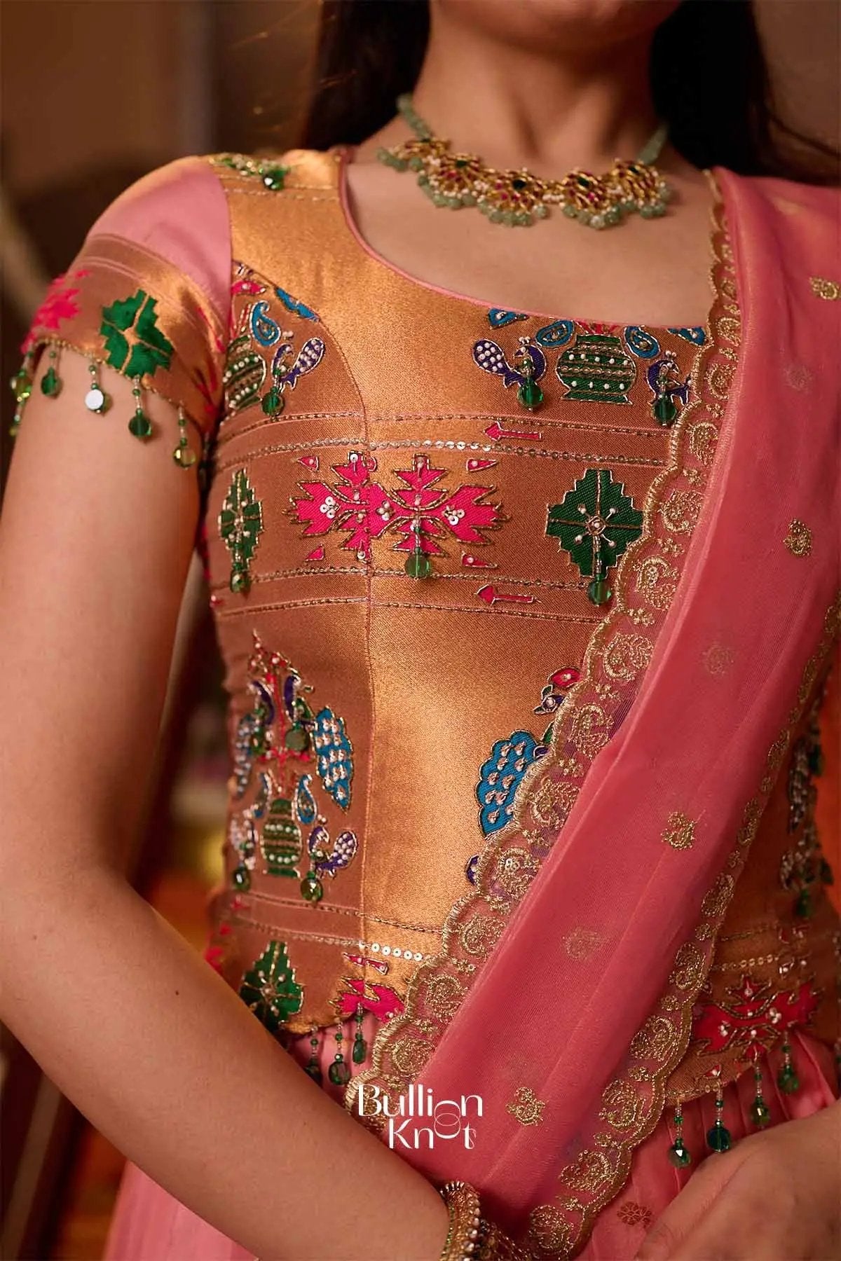Veyra | Paithani Silk Border Blush Pink Lehenga Set for Festivities