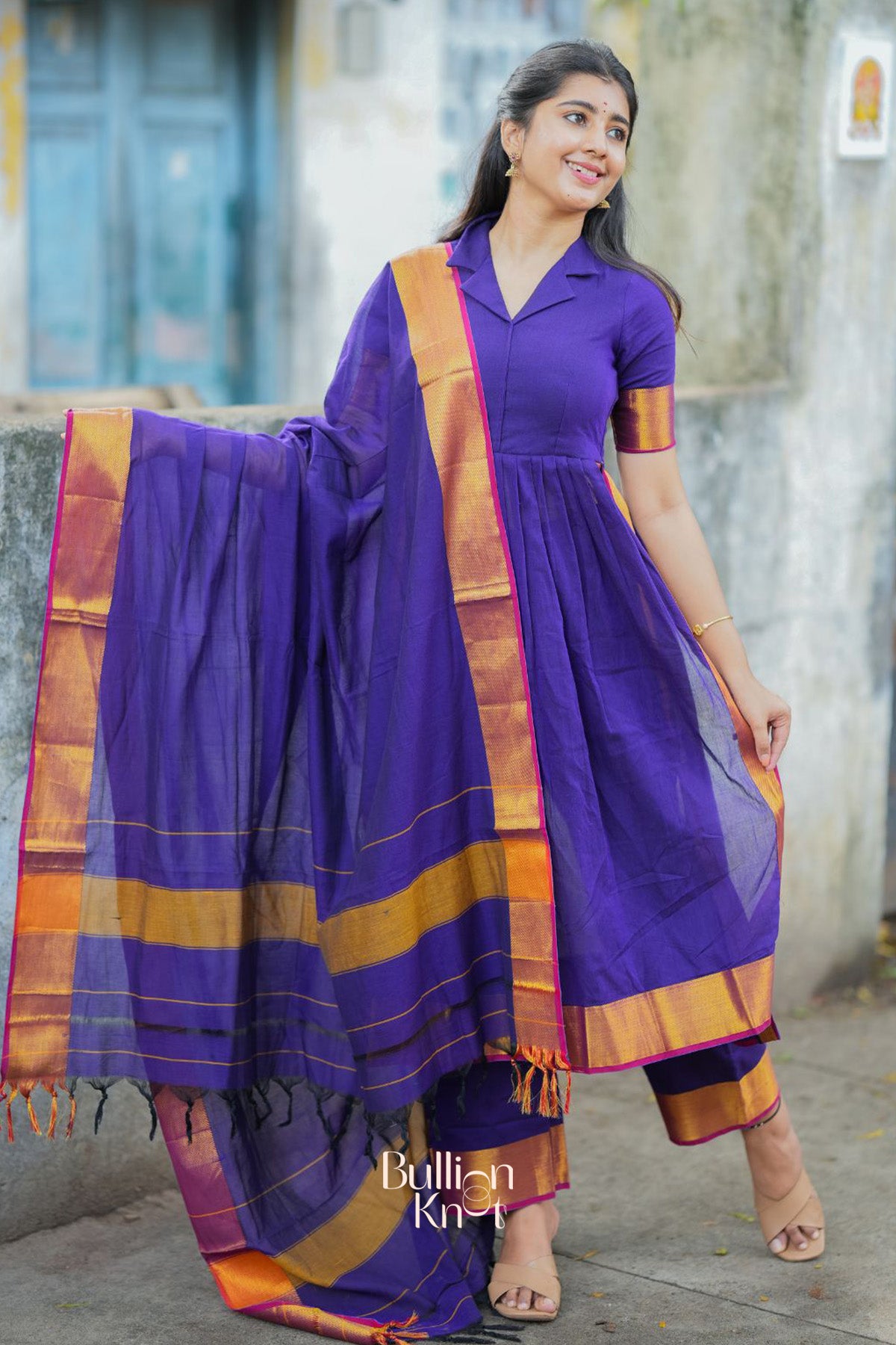 Paridhi Handloom Suit Set in Purple