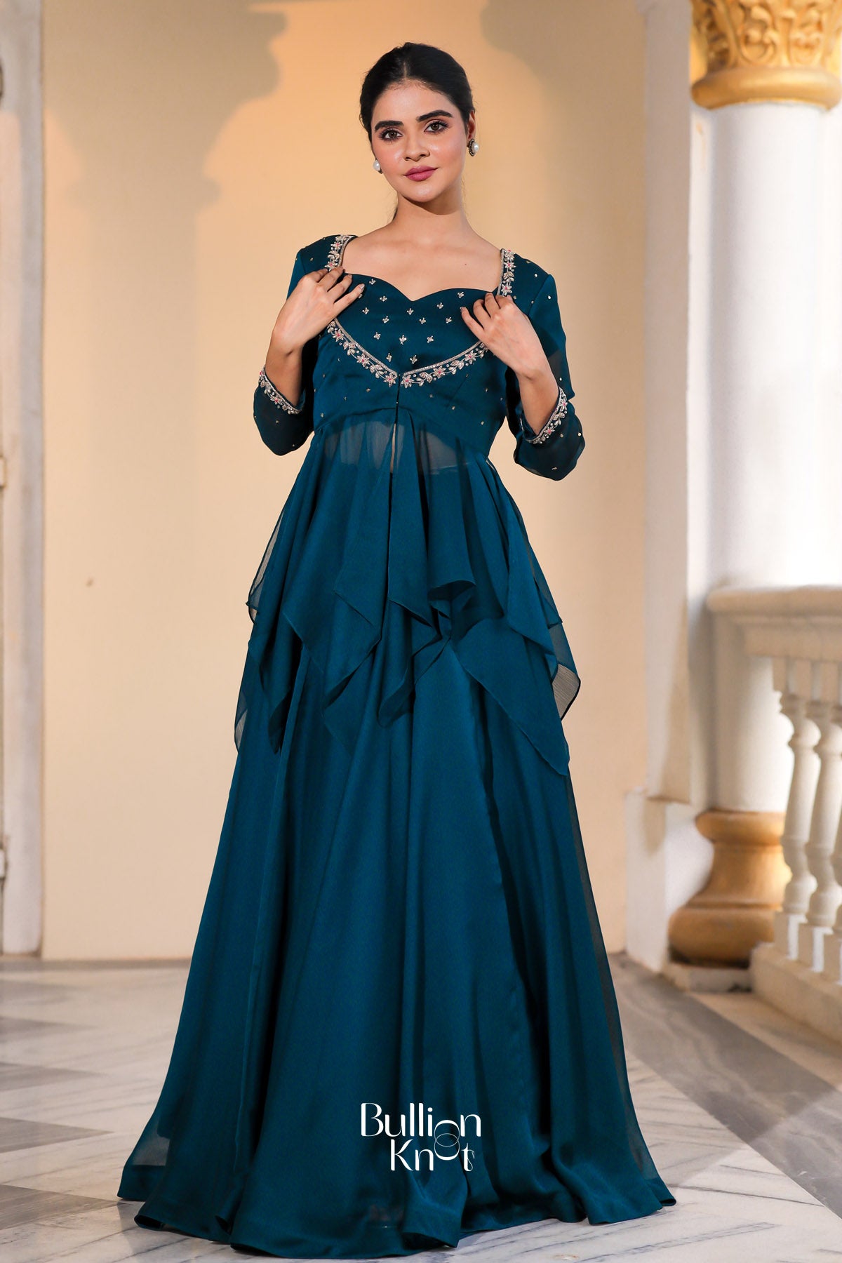 Exclusive Ethnic Dress- Peacock Majesty Three-Piece set at bullionknot