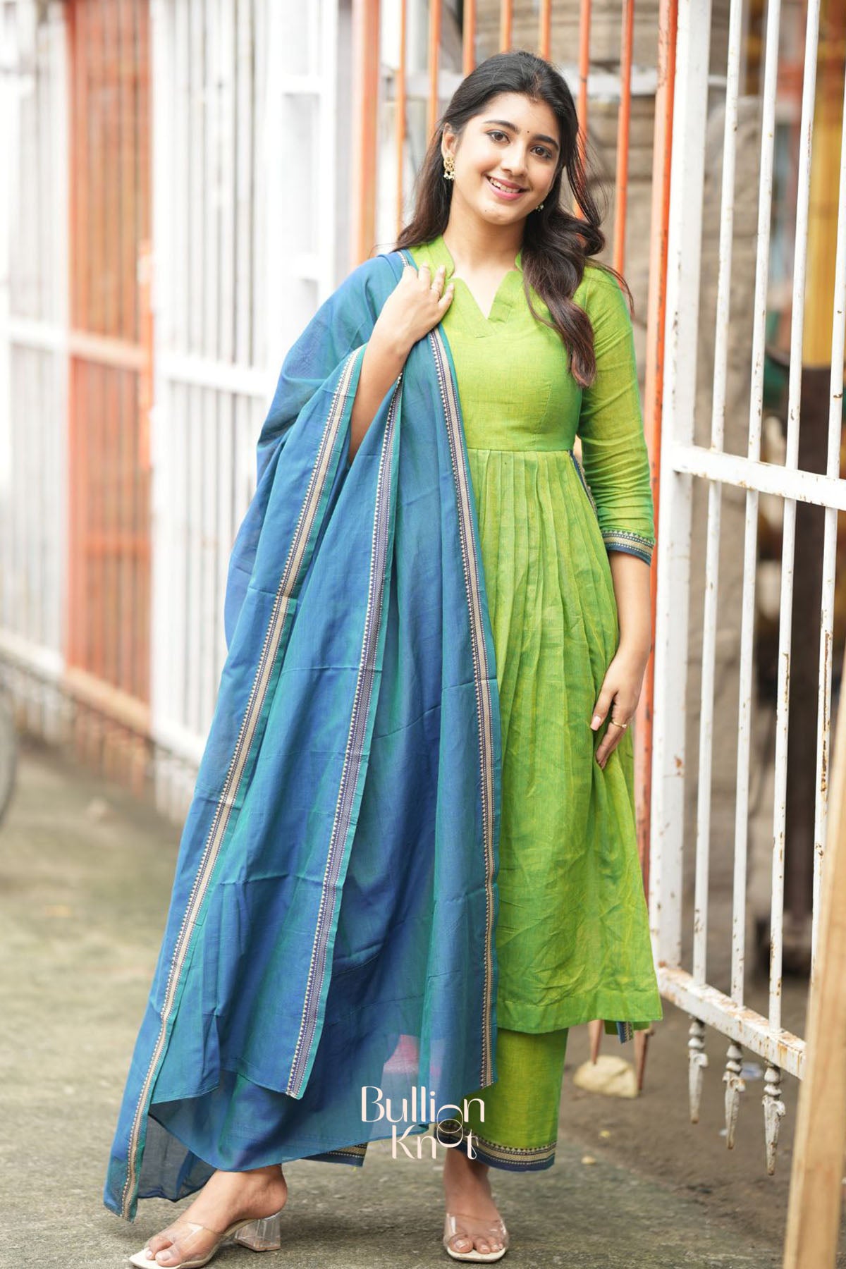 Punaam Kurta Set in Lime Green