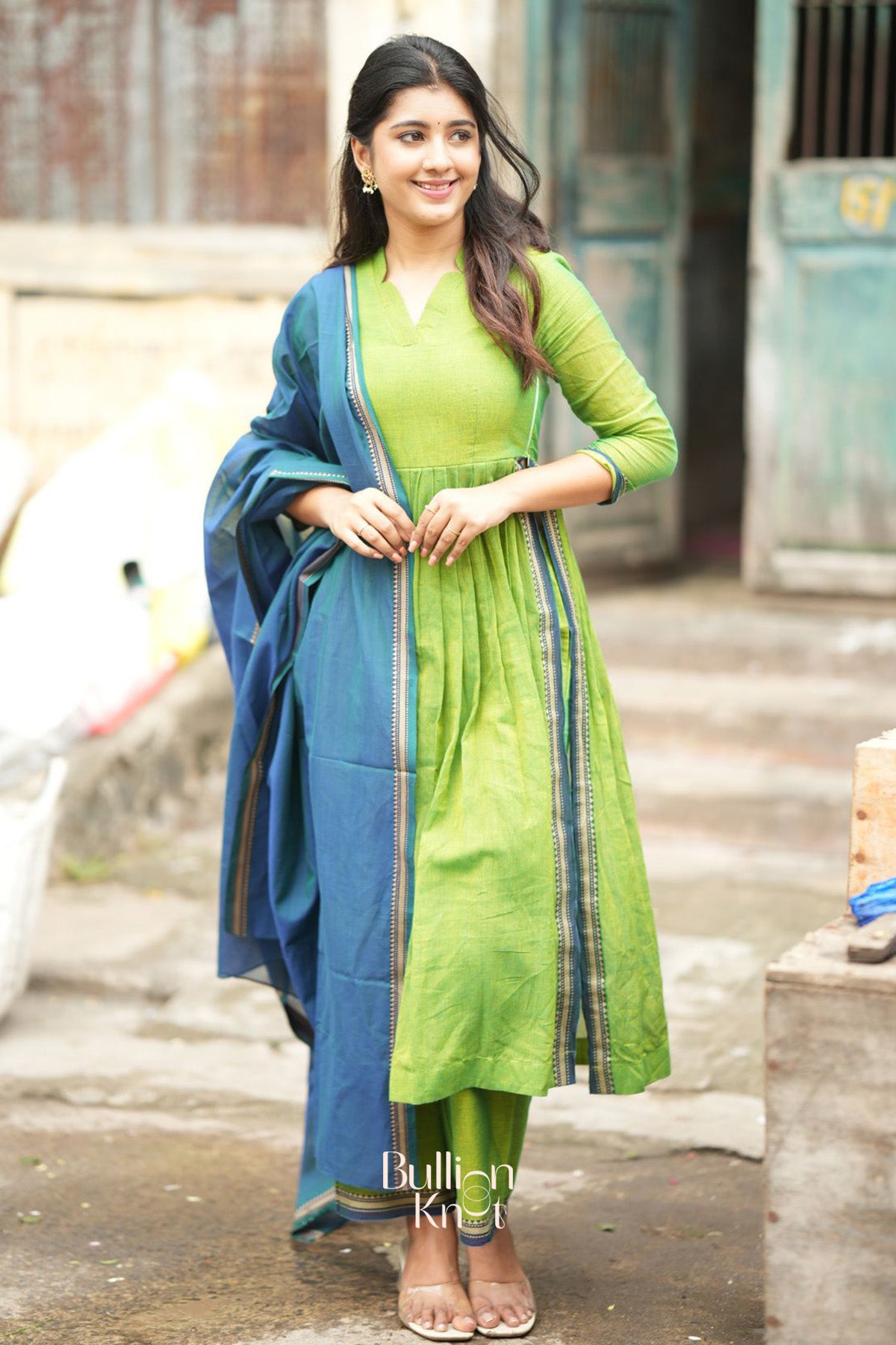 Punaam Kurta Set in Lime Green