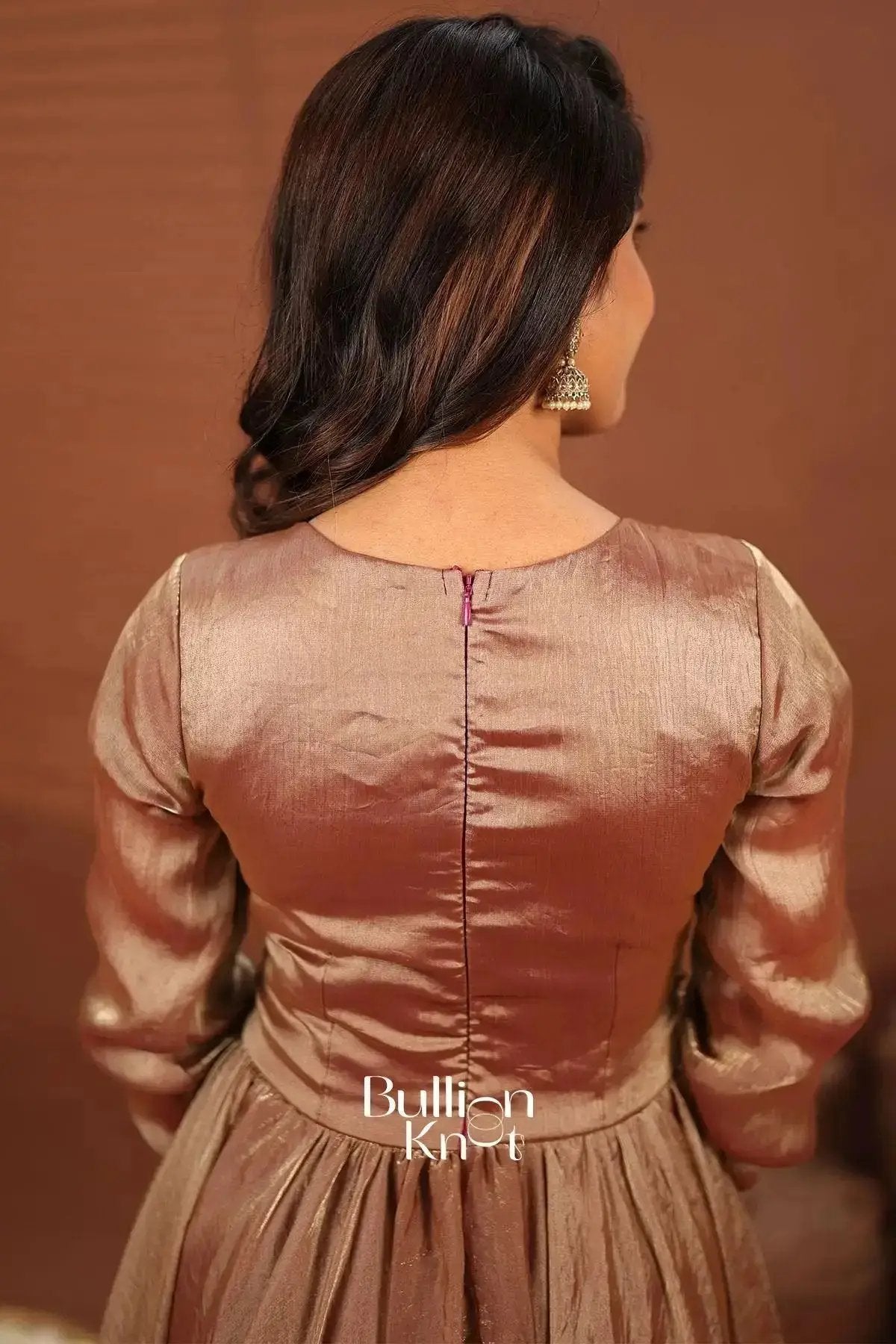 Prizam Copper Brown Indowestern Dress