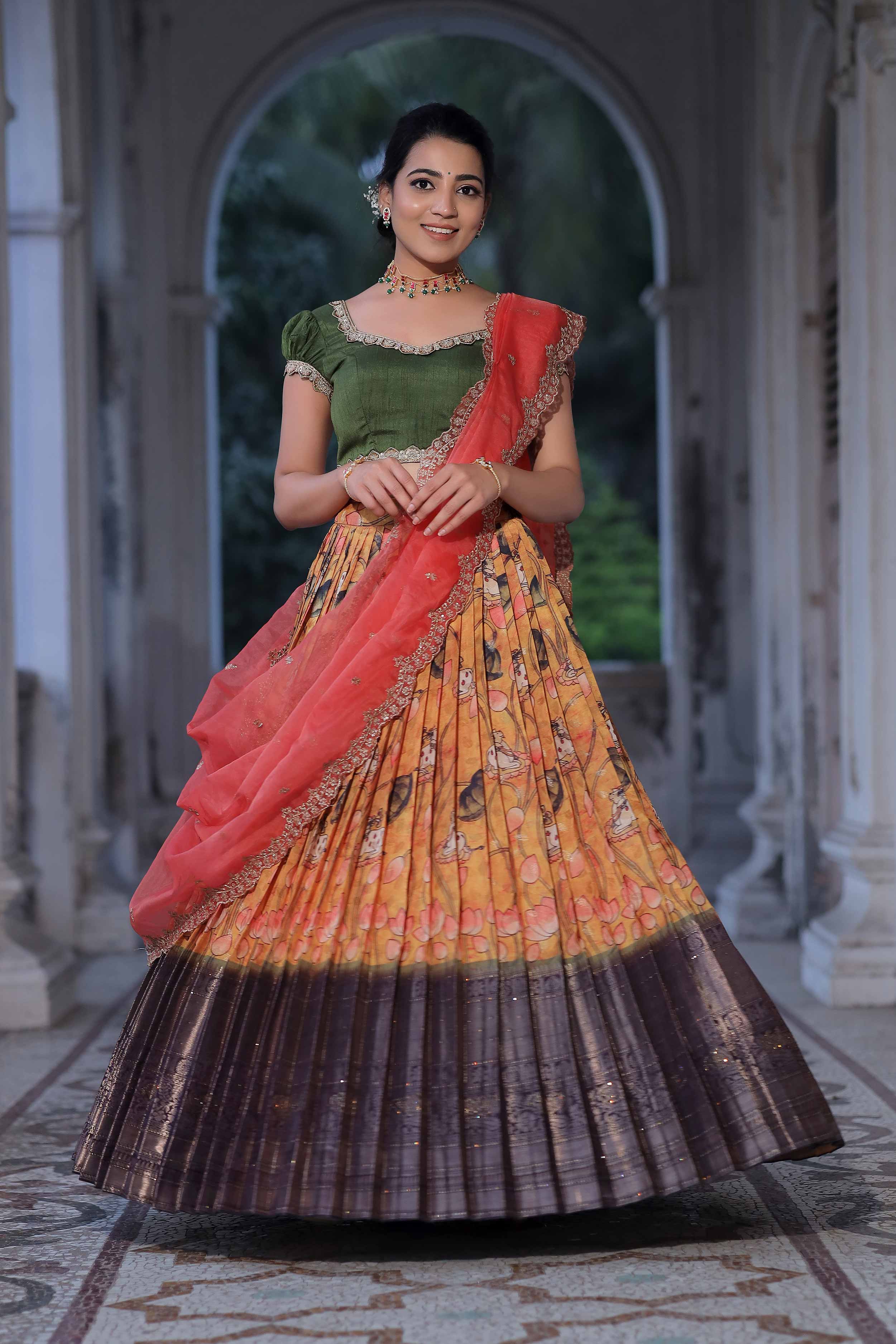 Sarojini Kalamkari Lehenga Set - Bullionknot