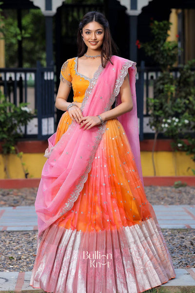 Tyohar Organza Lehenga Set in Orange