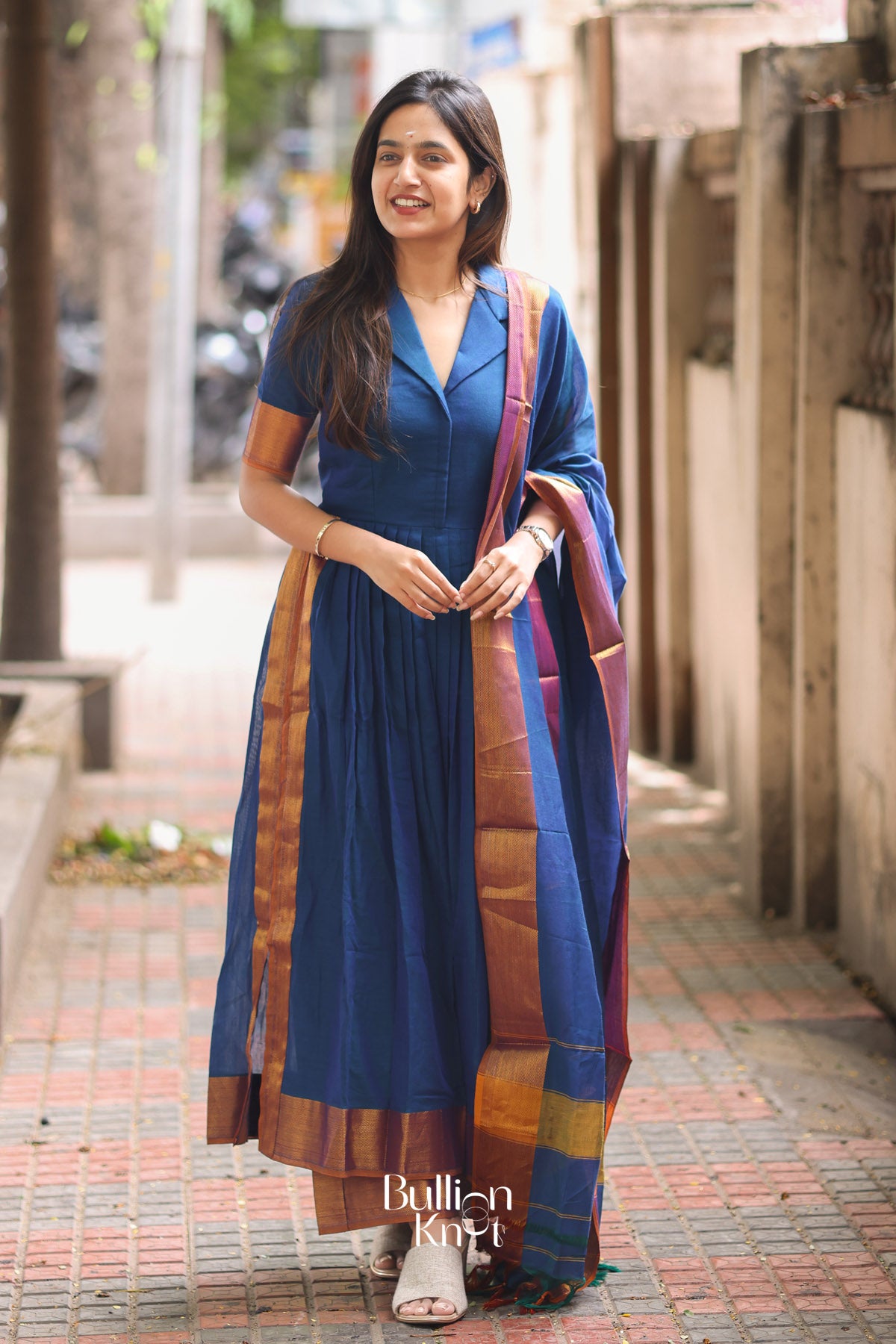 Radhika Handloom Suit Set in Royal Blue
