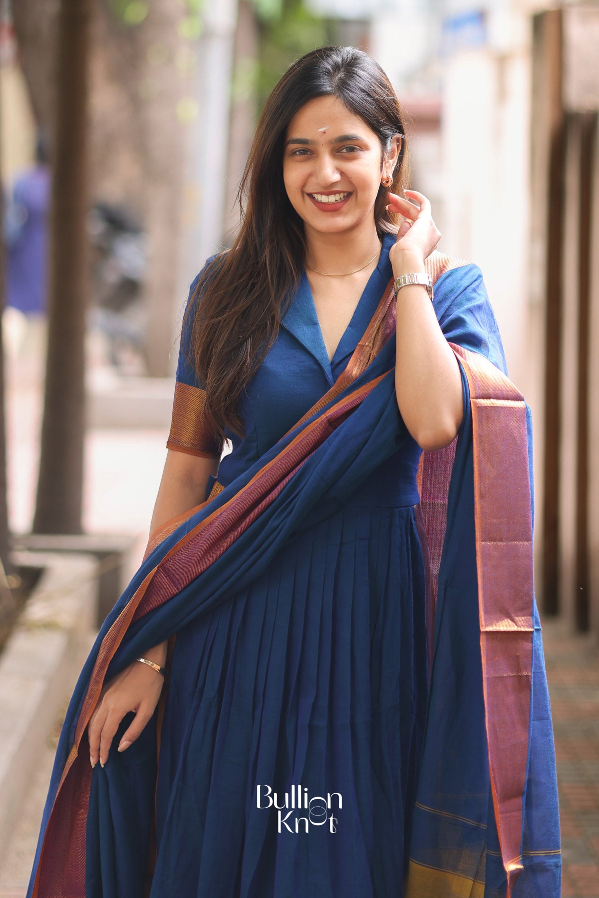 Radhika Handloom Suit Set in Royal Blue