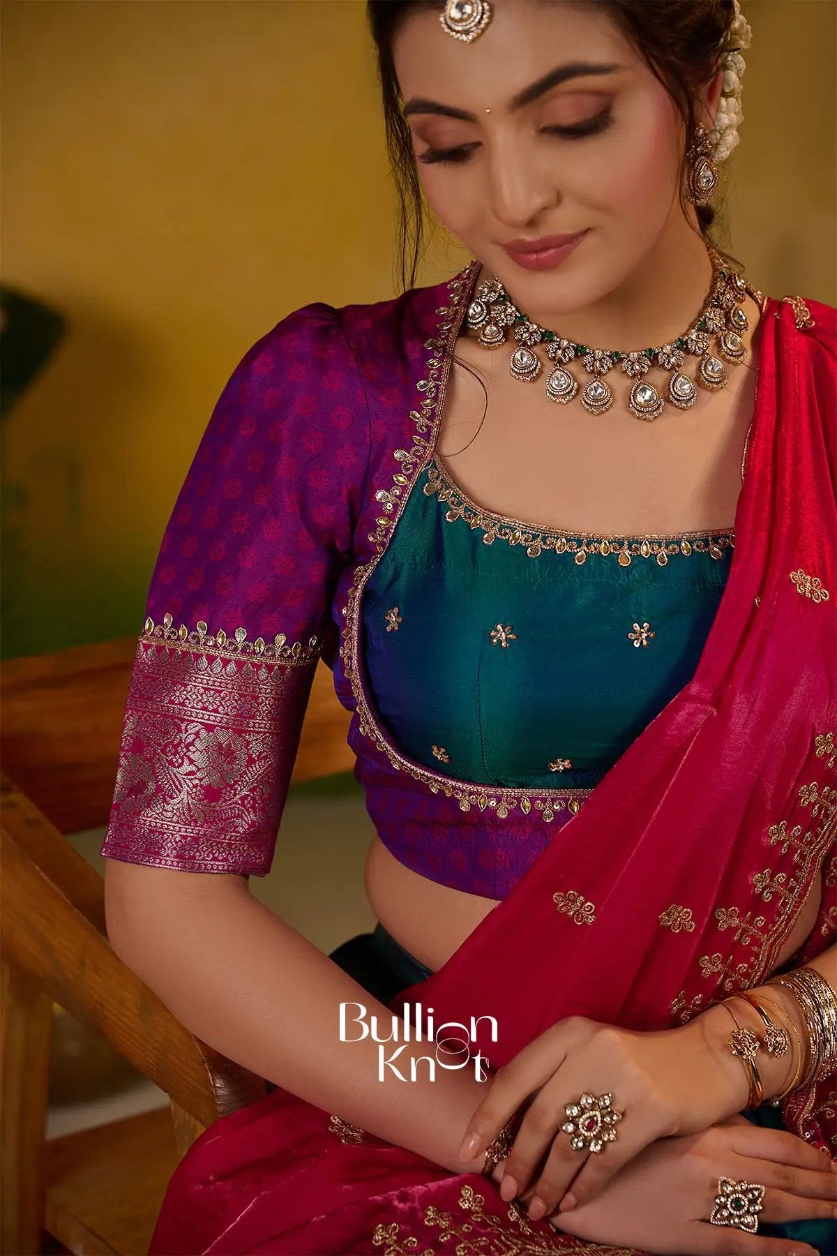 Rama Roshni Gadval Silk Lehenga Set In Peacock blue