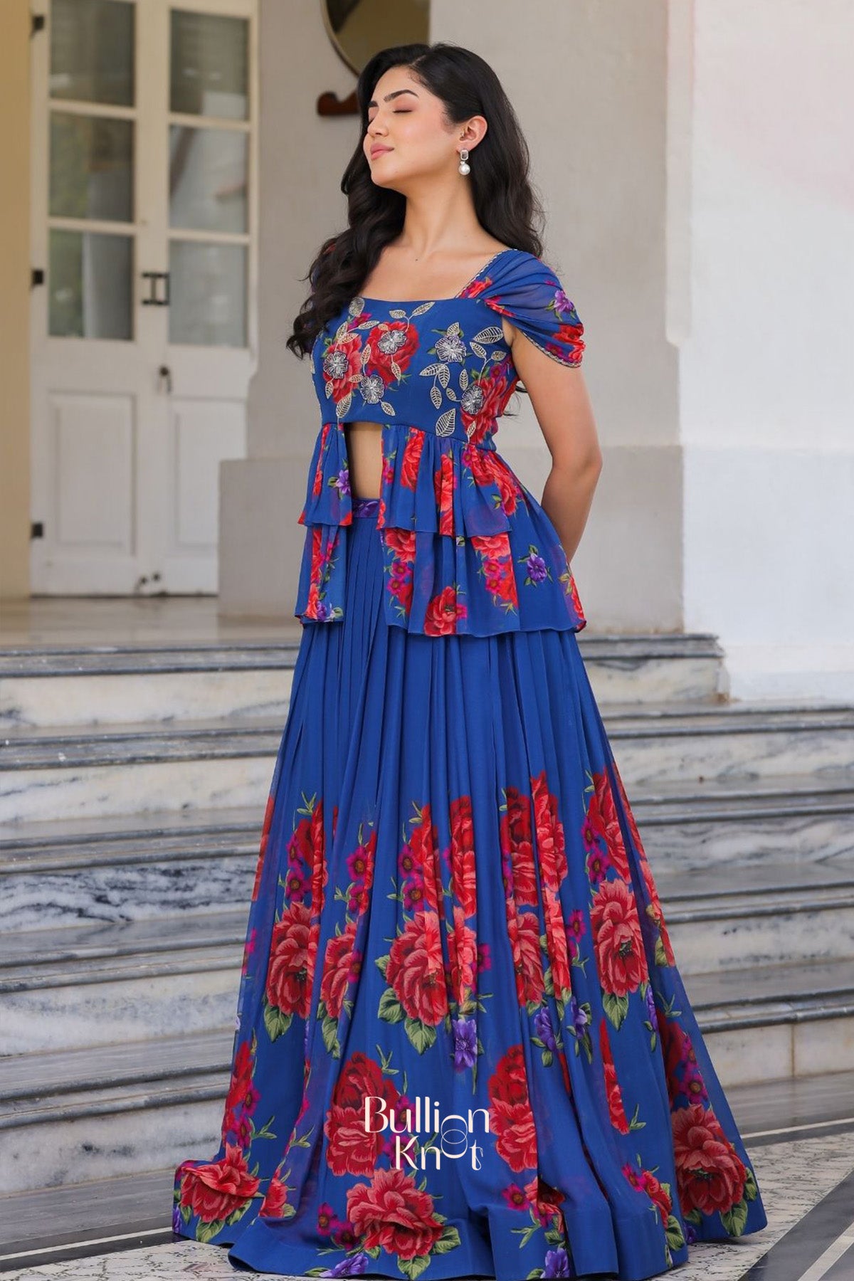 Rebecca IndoWestern in Royal Blue
