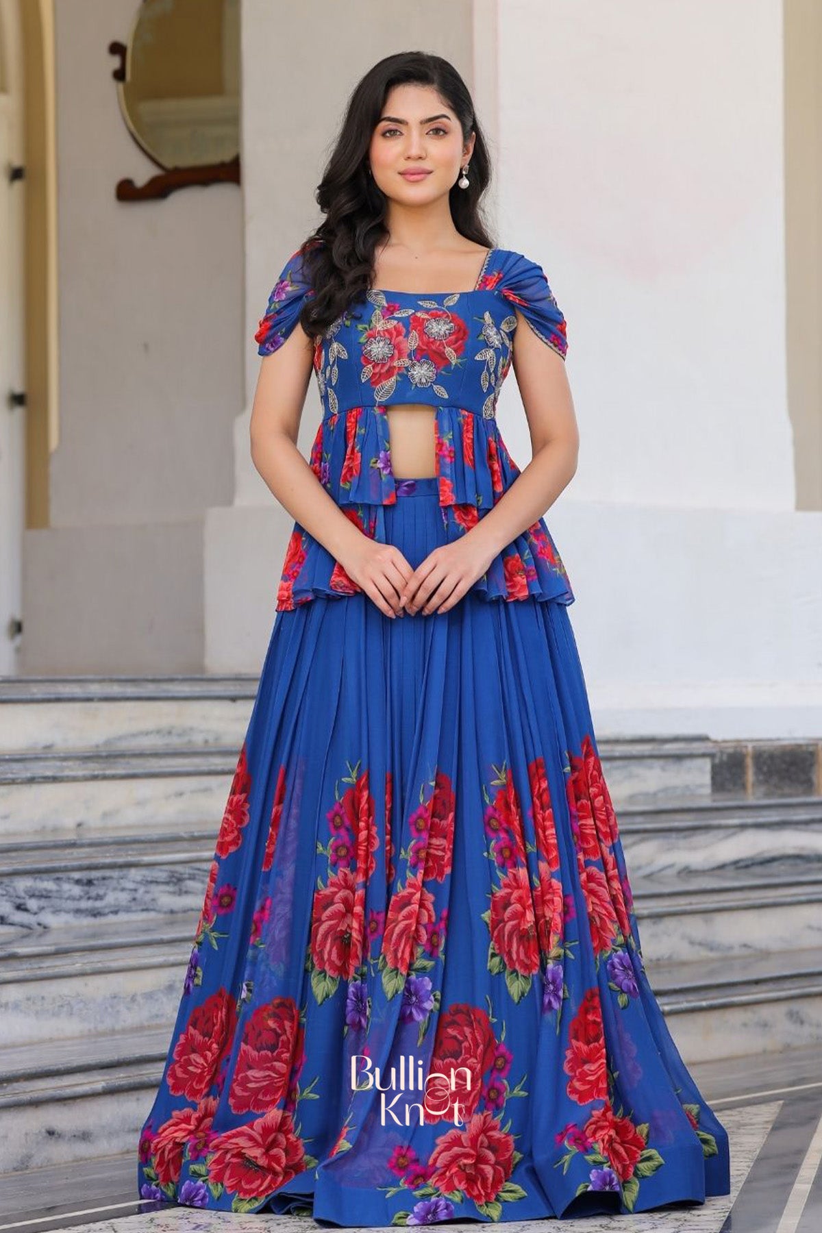 Rebecca IndoWestern in Royal Blue