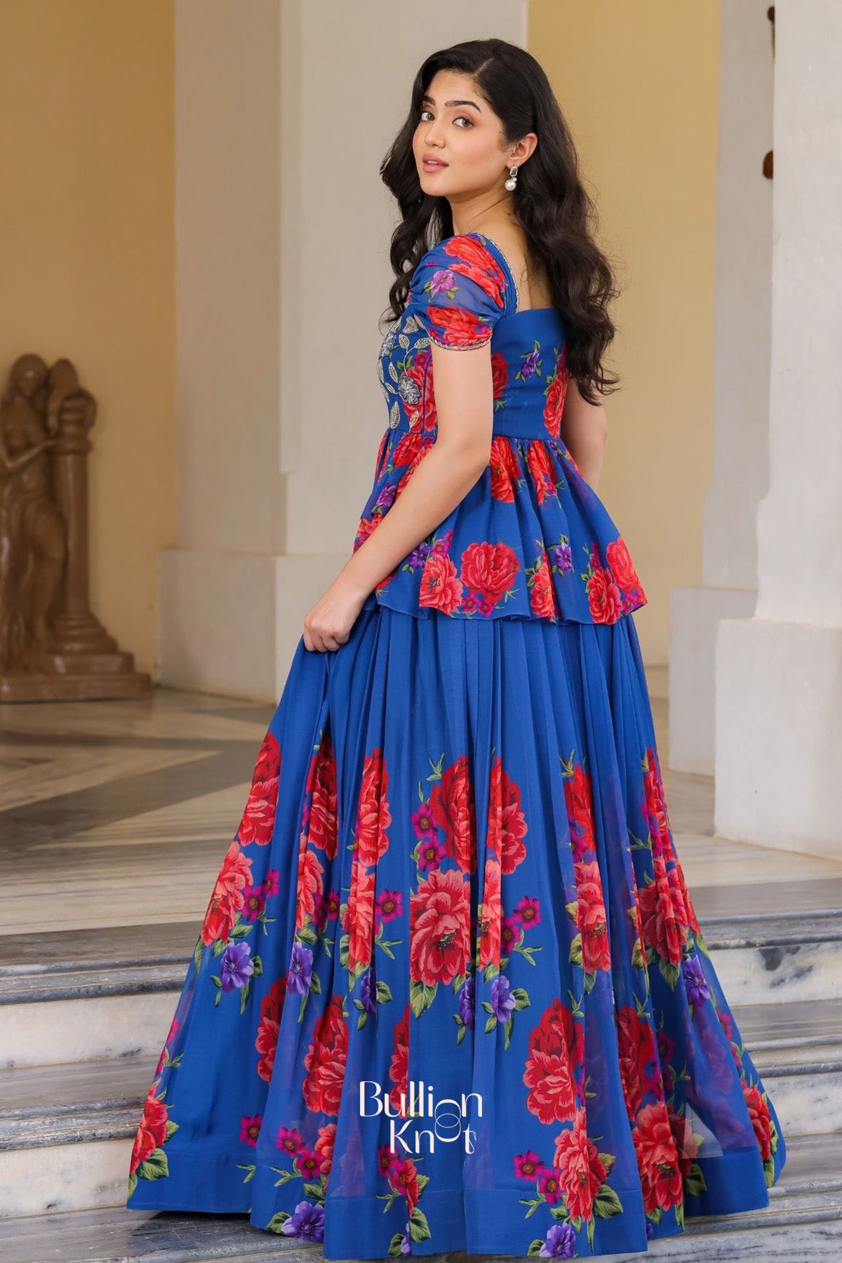 Rebecca IndoWestern in Royal Blue