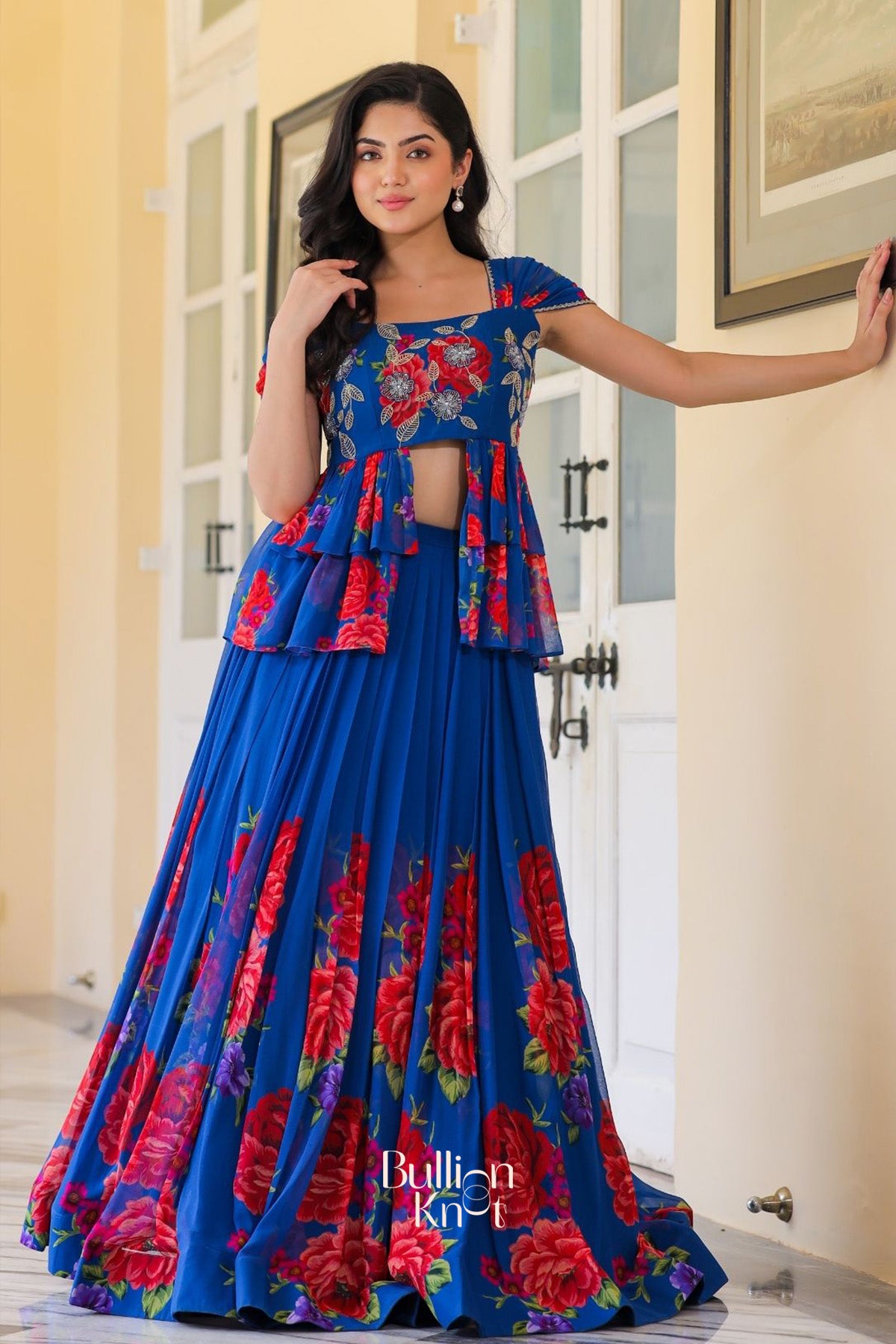 Rebecca IndoWestern in Royal Blue