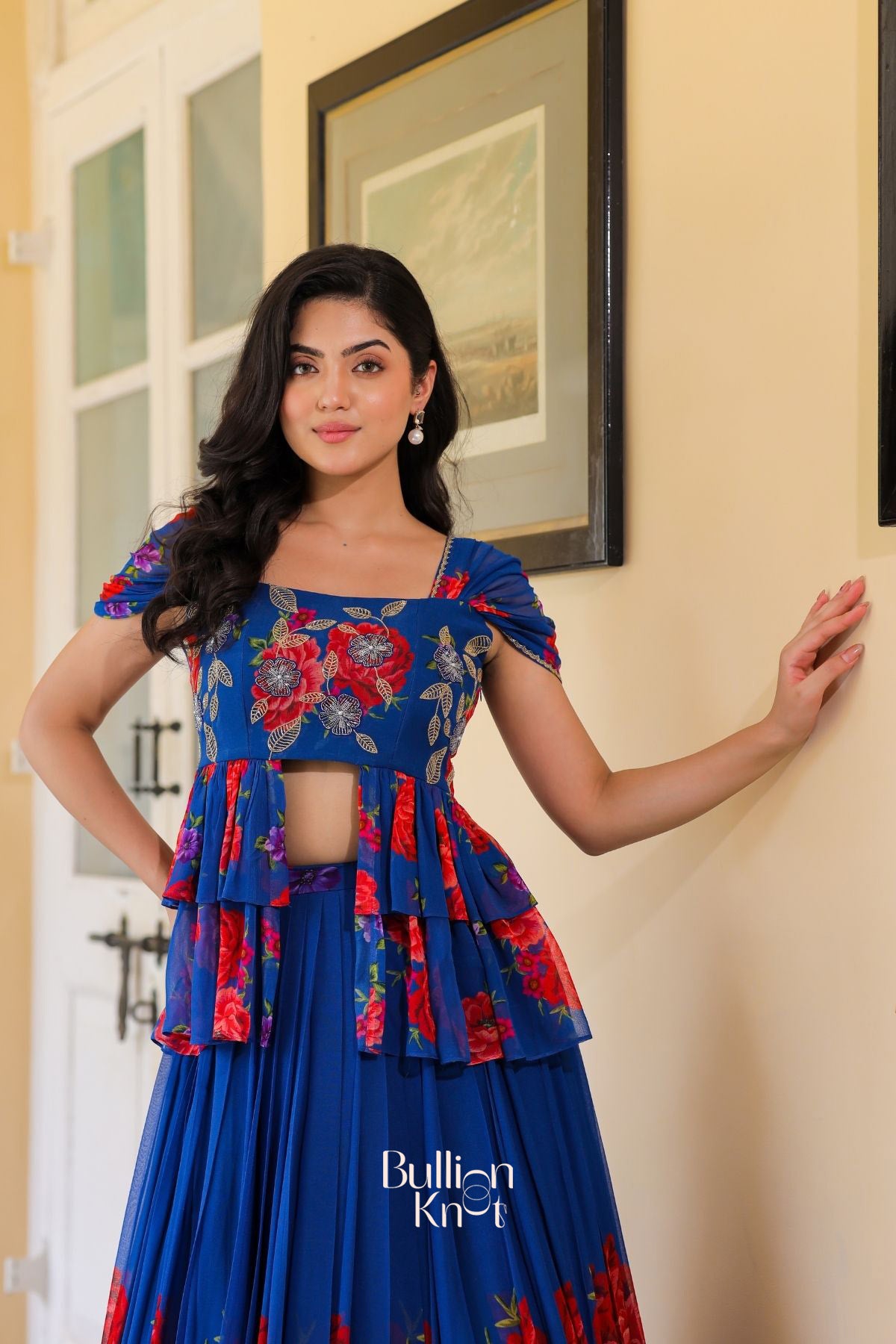 Rebecca IndoWestern in Royal Blue