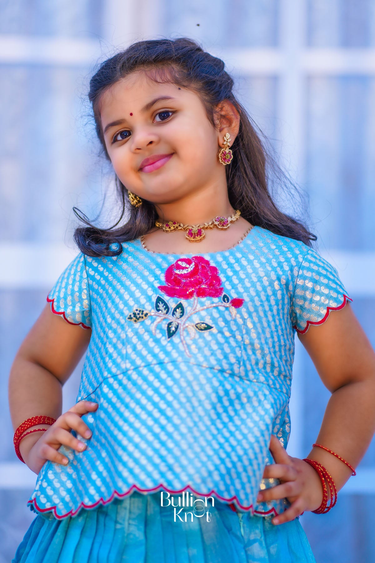Baby Rosy Lehenga Set in Sky Blue