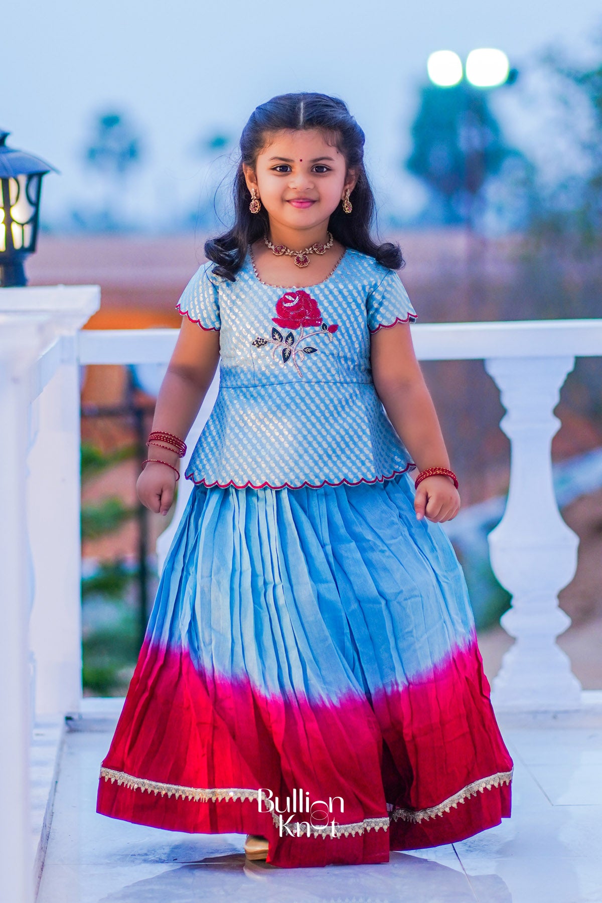 Baby Rosy Lehenga Set in Sky Blue