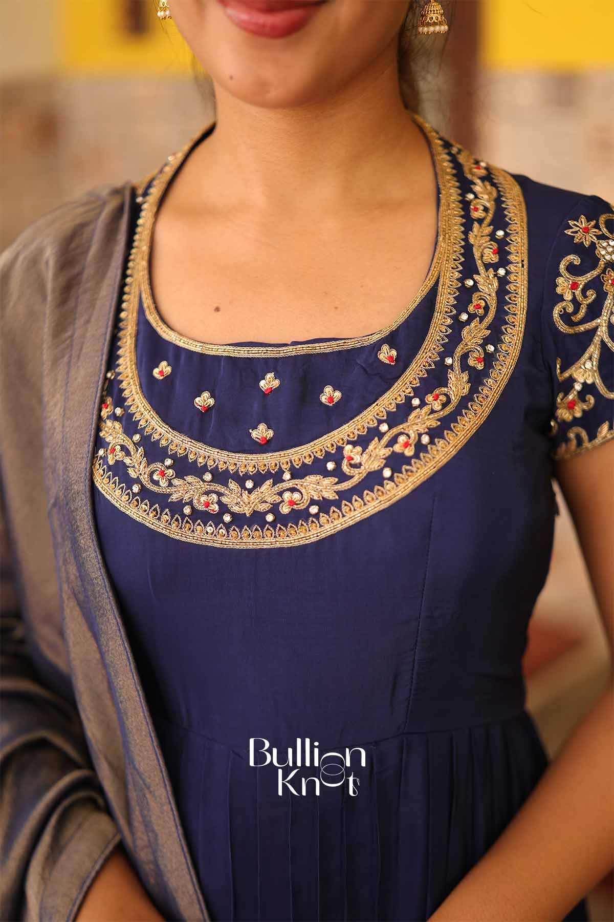 Royal Neelam | Blue Natural Crep Anarkali Suit Set