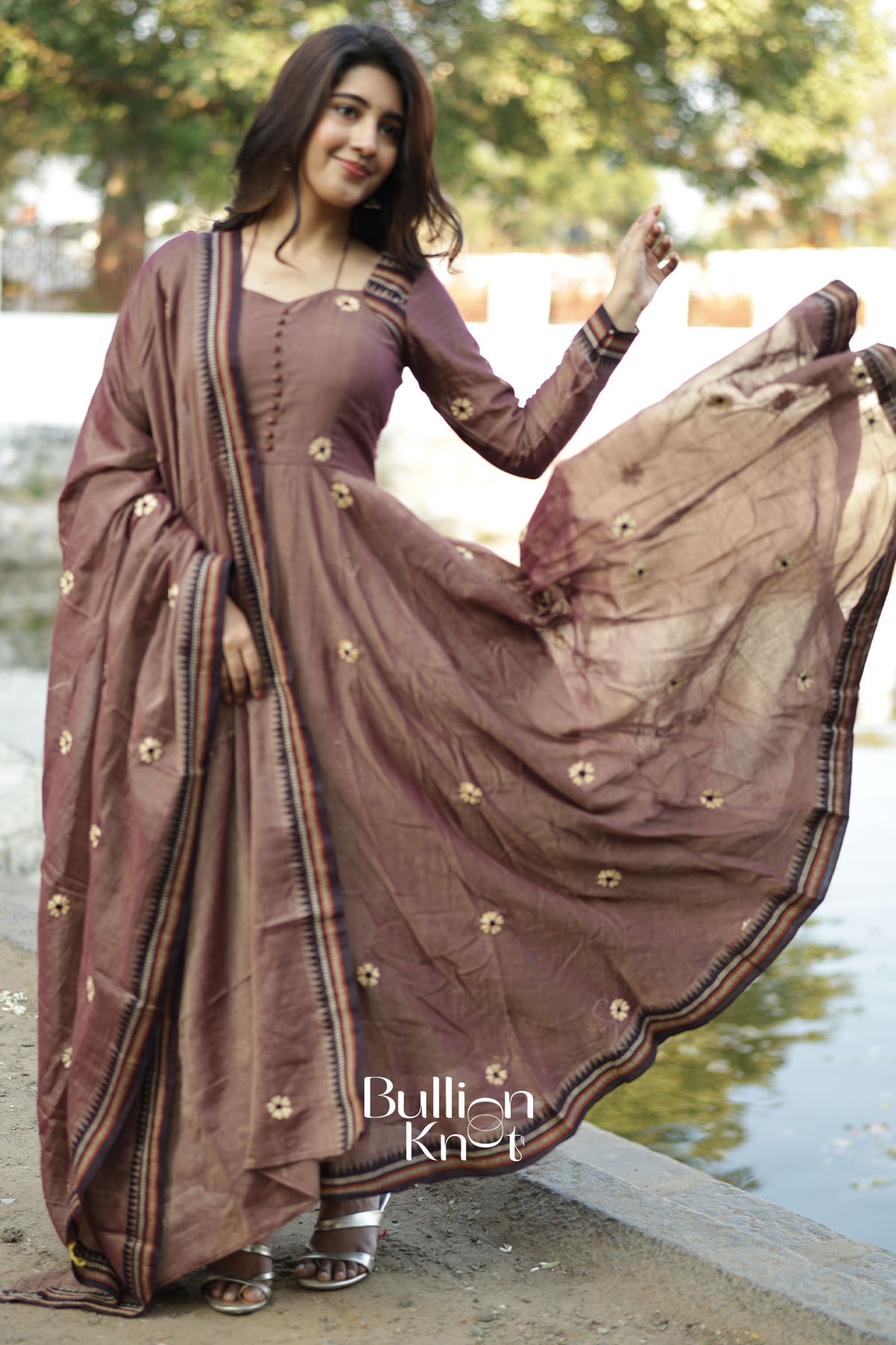 Sujata Brown Handloom Anarkali Set