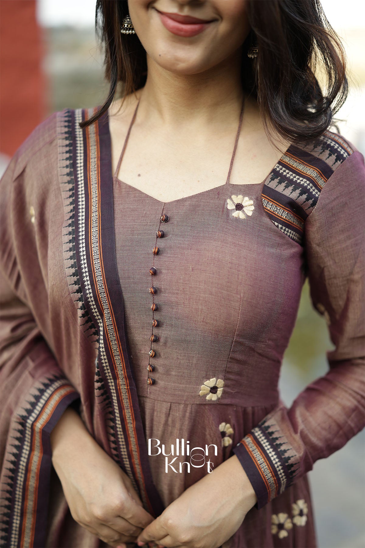 Sujata Brown Handloom Anarkali Set