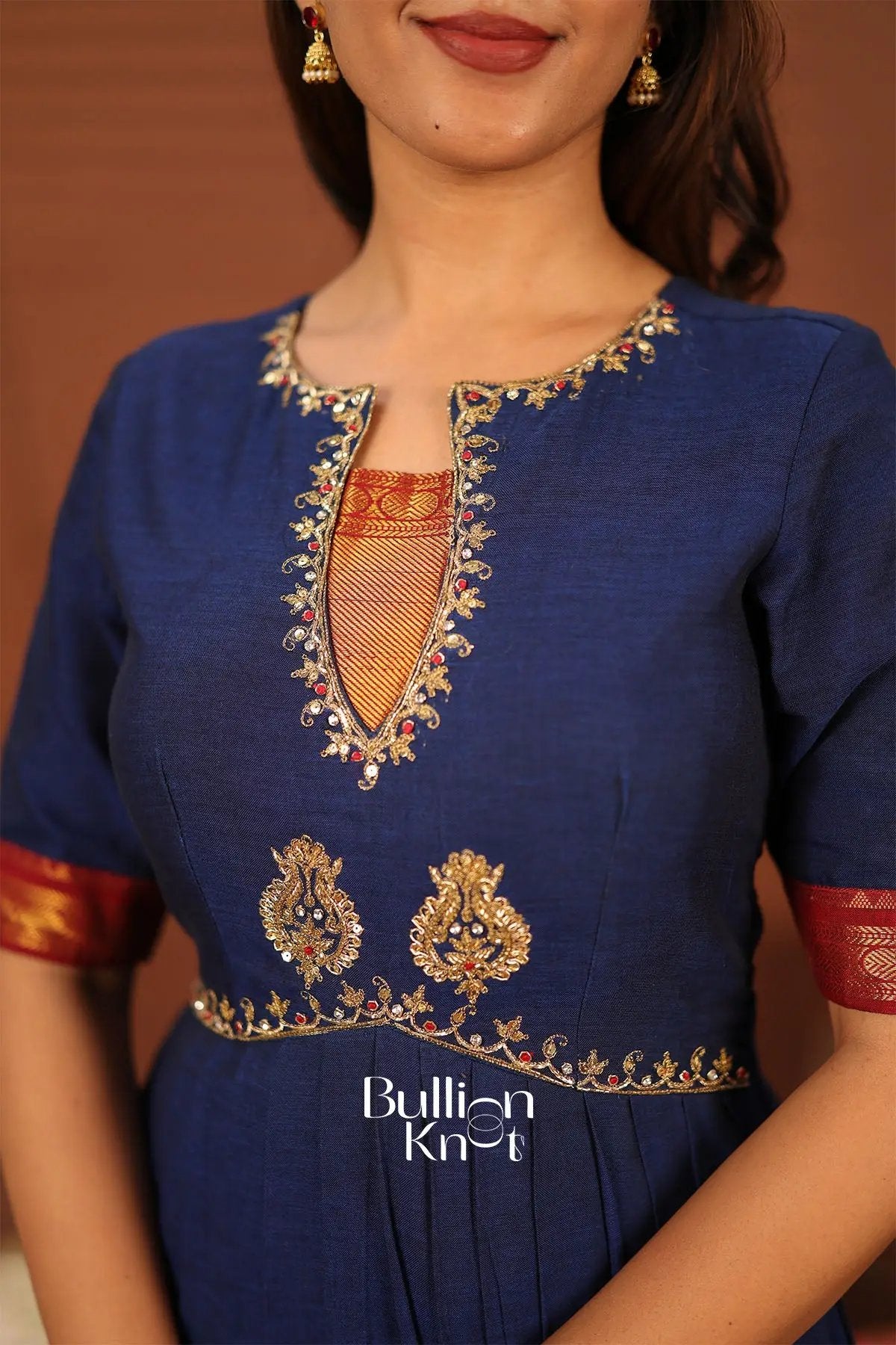 Sambhavi Blue Handloom Anarkali Suit Set