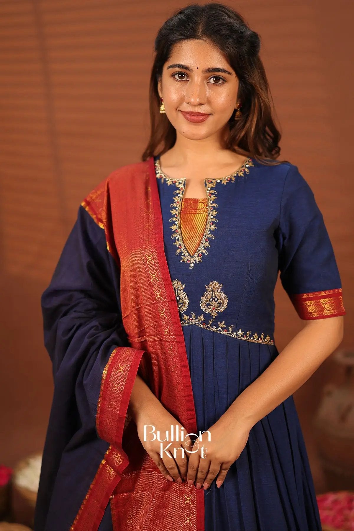 Sambhavi Blue Handloom Anarkali Suit Set