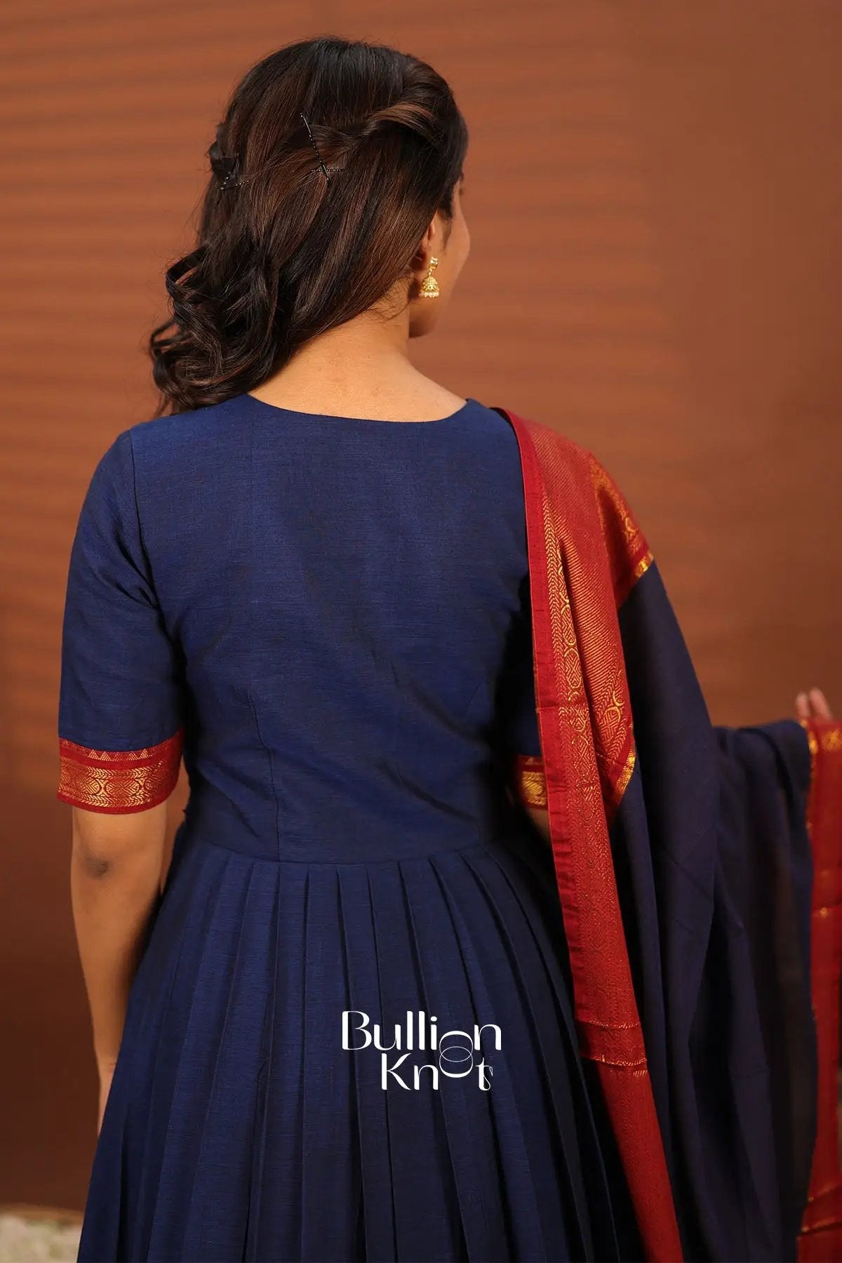 Sambhavi Blue Handloom Anarkali Suit Set