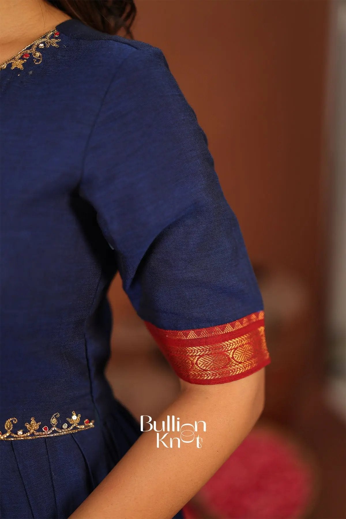 Sambhavi Blue Handloom Anarkali Suit Set