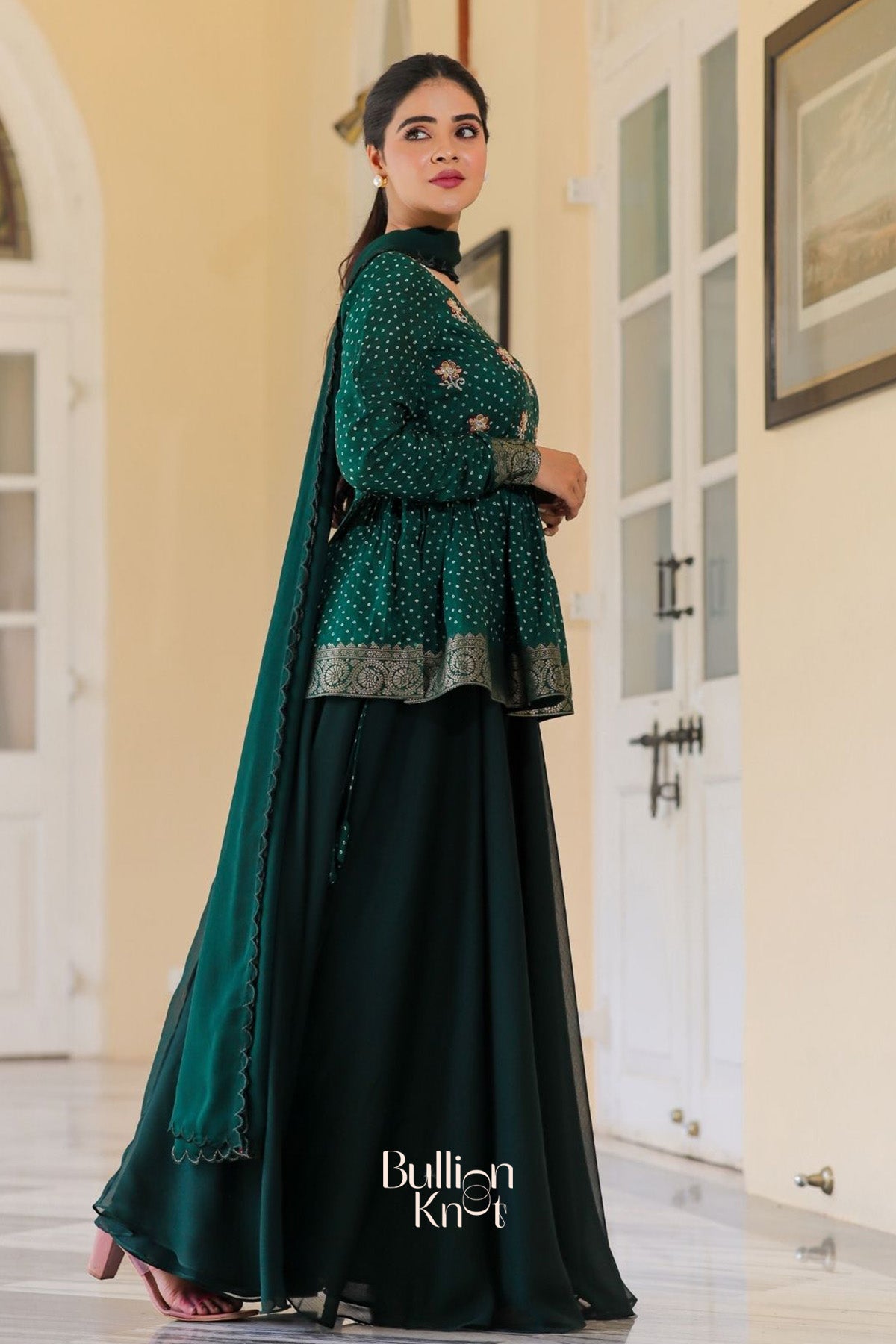 Sanika Indo-Western in Deep Green