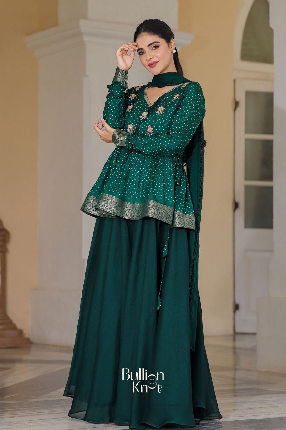 Sanika Indo-Western in Deep Green