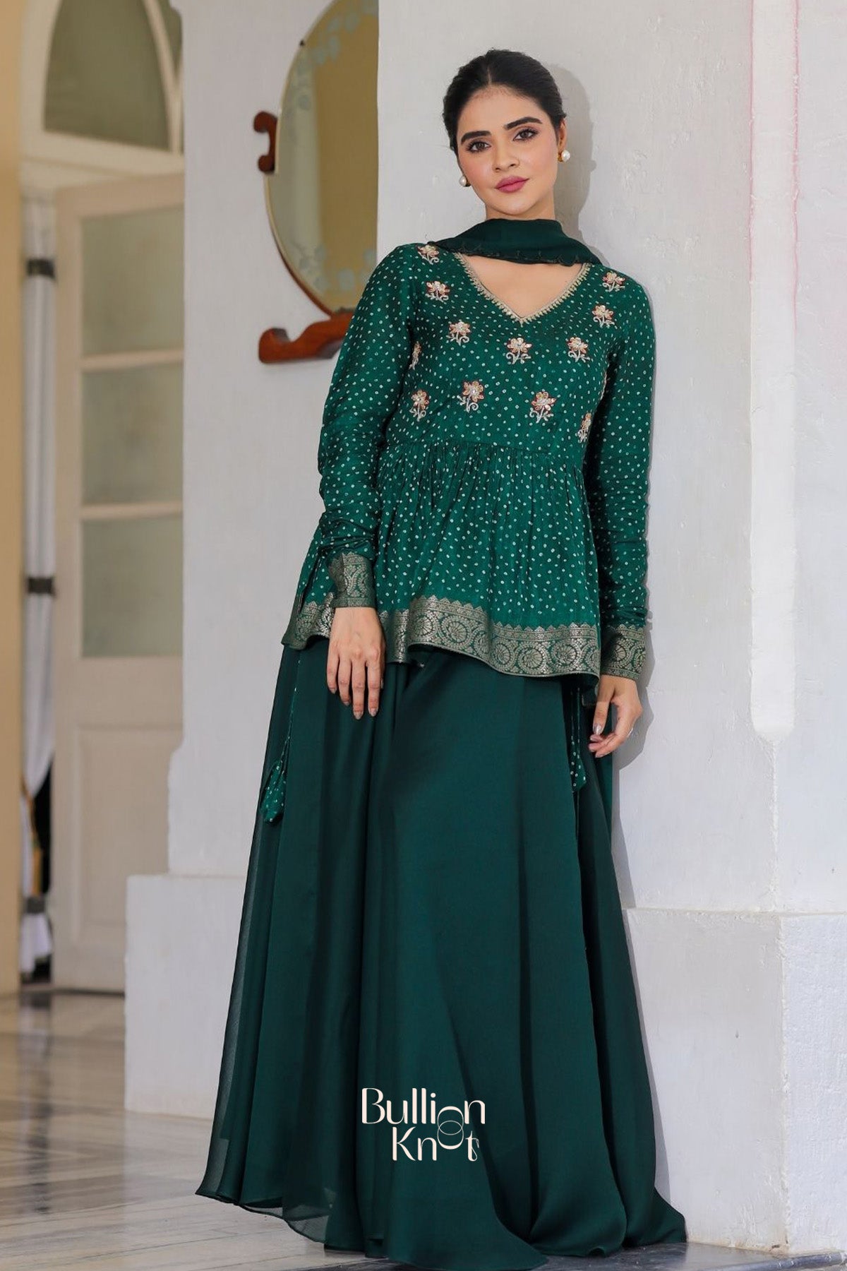 Sanika Indo-Western in Deep Green