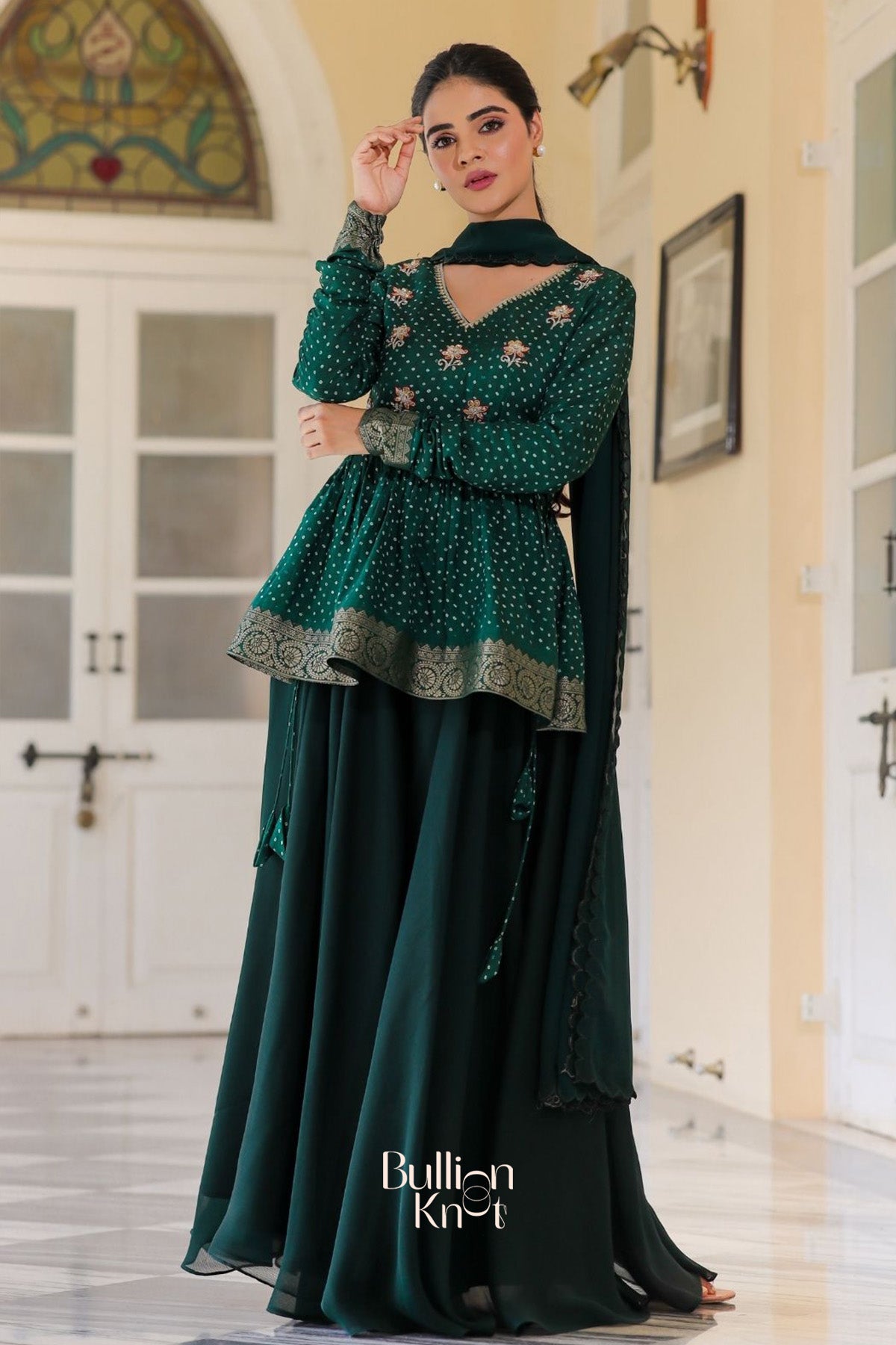 Sanika Indo-Western in Deep Green