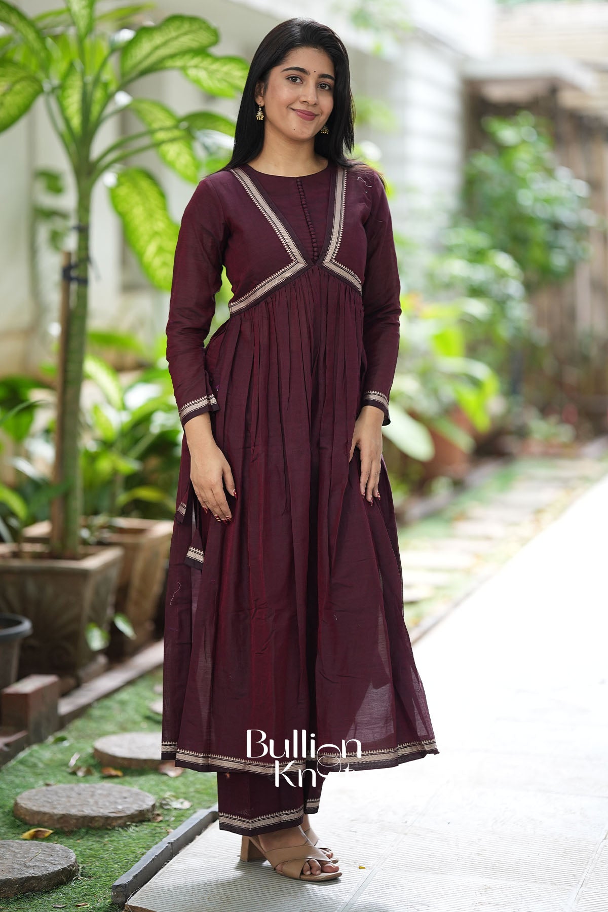Sarvangi Handloom Brown  threadwork Kurta Set