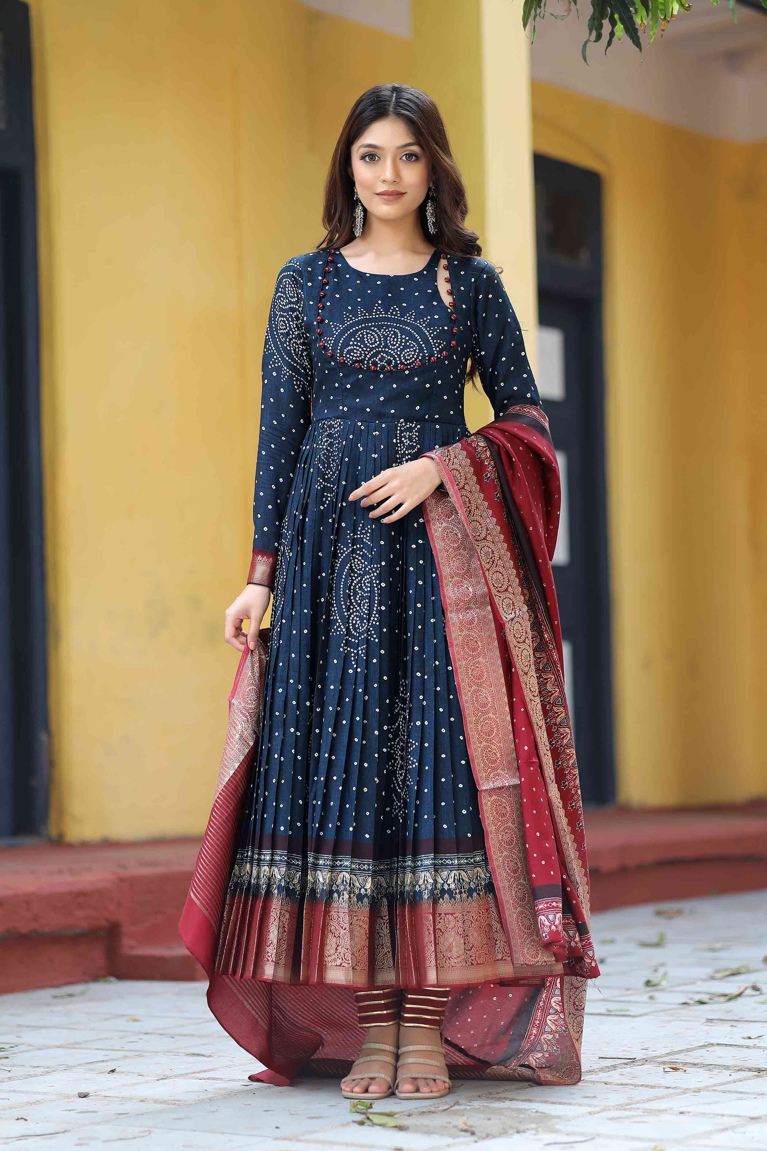 Shayla Bandhani Anarkali Set - Bullionknot