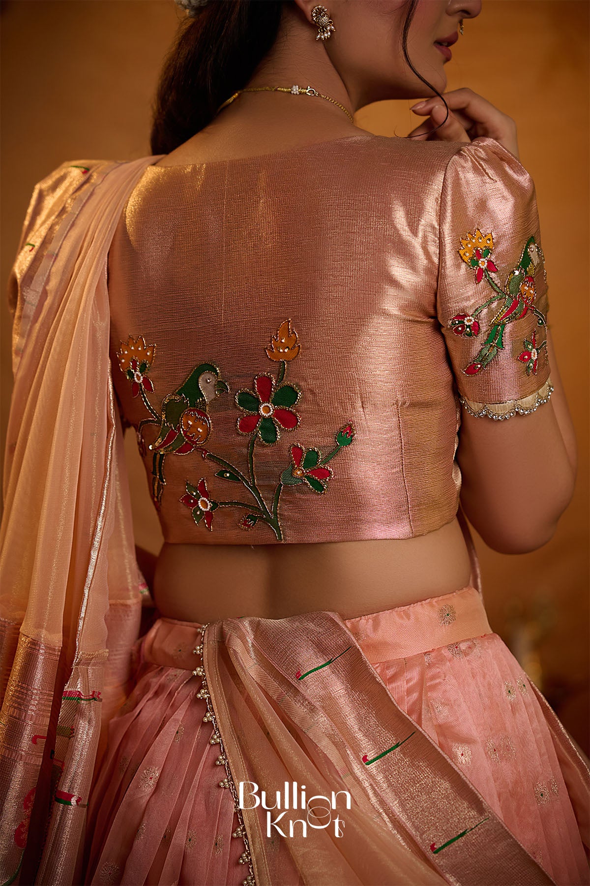 Paithani Pratha Silk Lehenga set In Peach