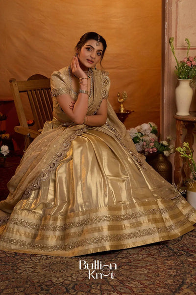 Sona Sitara Gadval Silk Lehenga Set In Gold