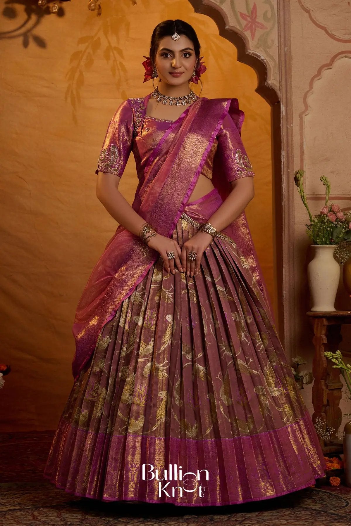 Chandra Gauri Pattu Lehenga Set In Pink