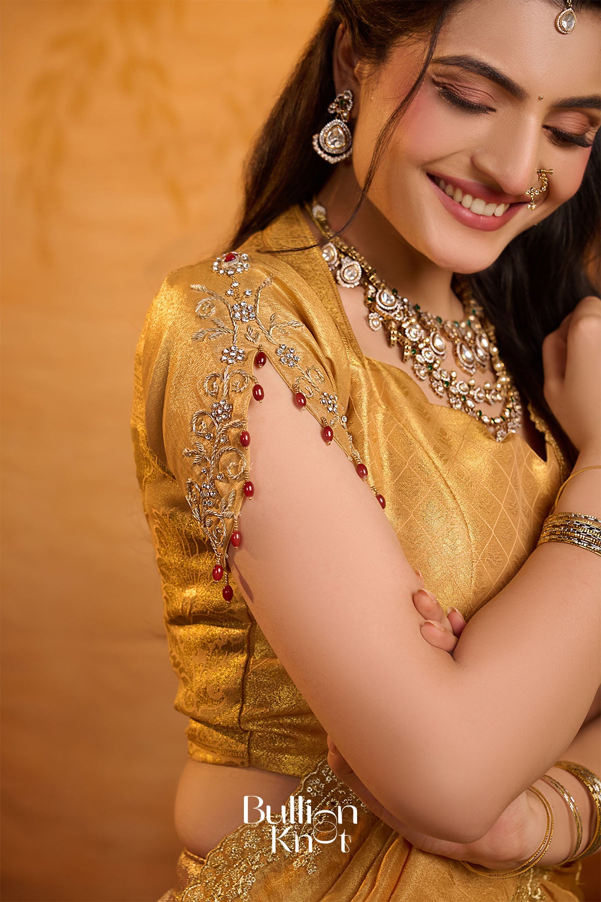 Hemanjali Banarasi Silk Lehenga Set In Golden