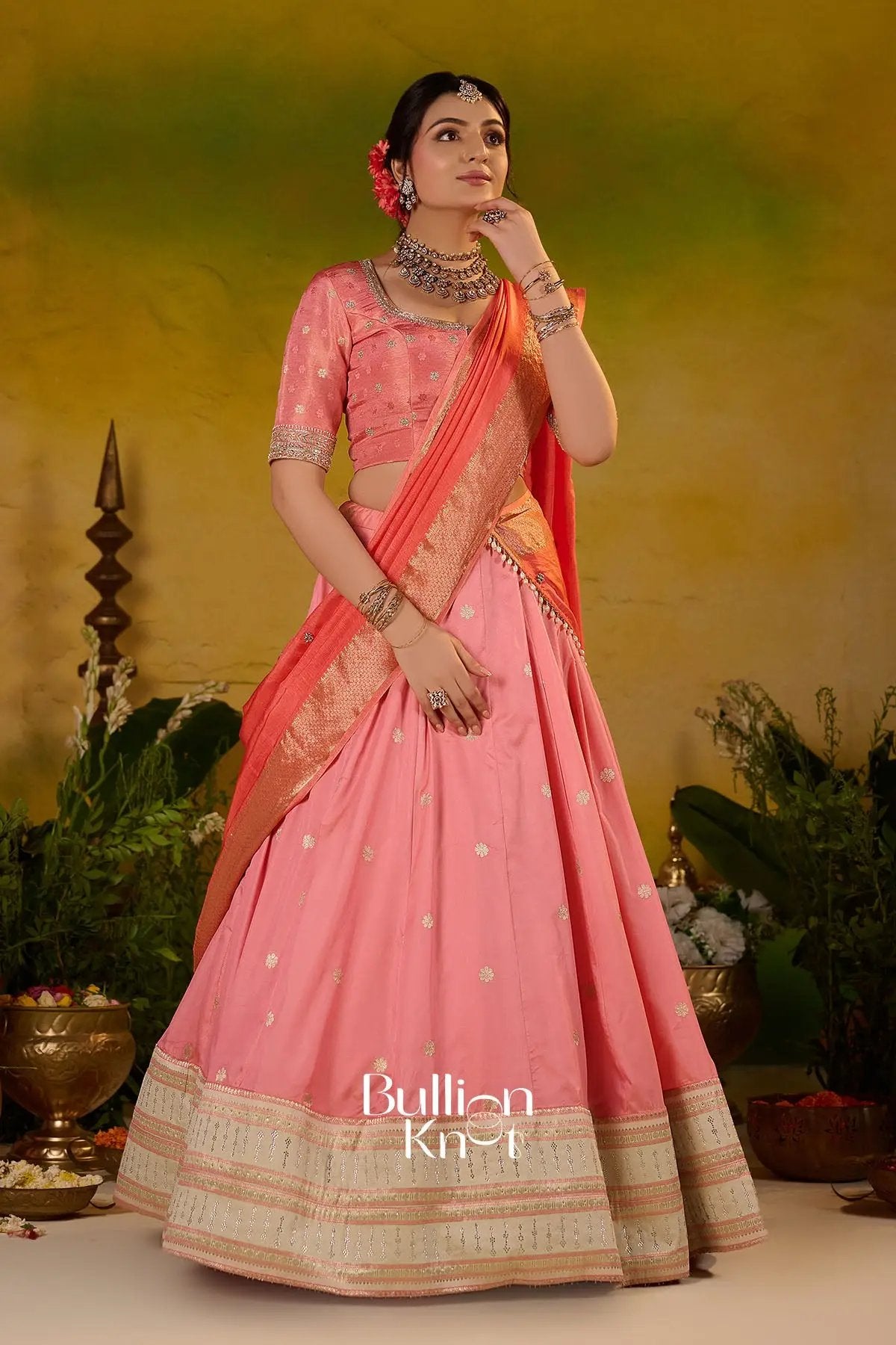 Sobhita Soft Silk Half Saree In Pastel Pink