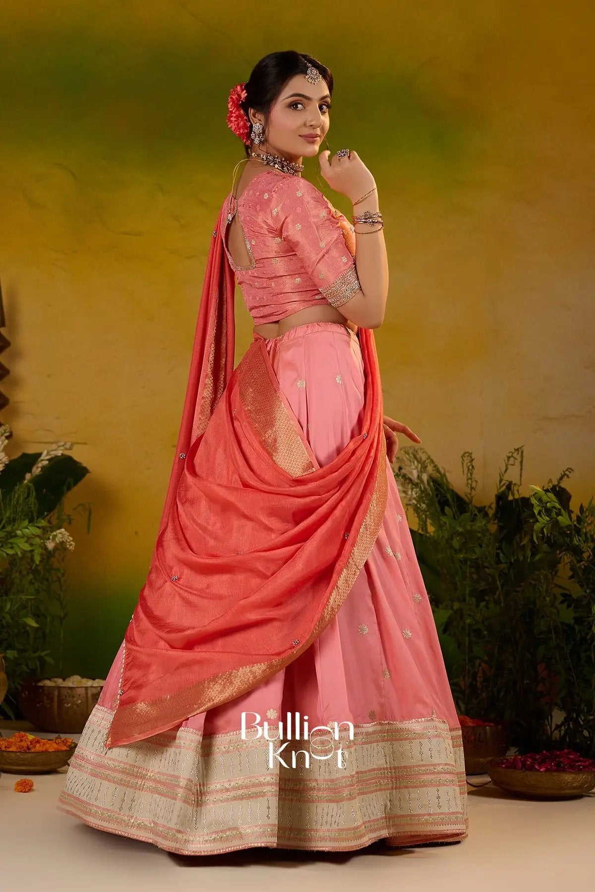 Sobhita Soft Silk Half Saree In Pastel Pink