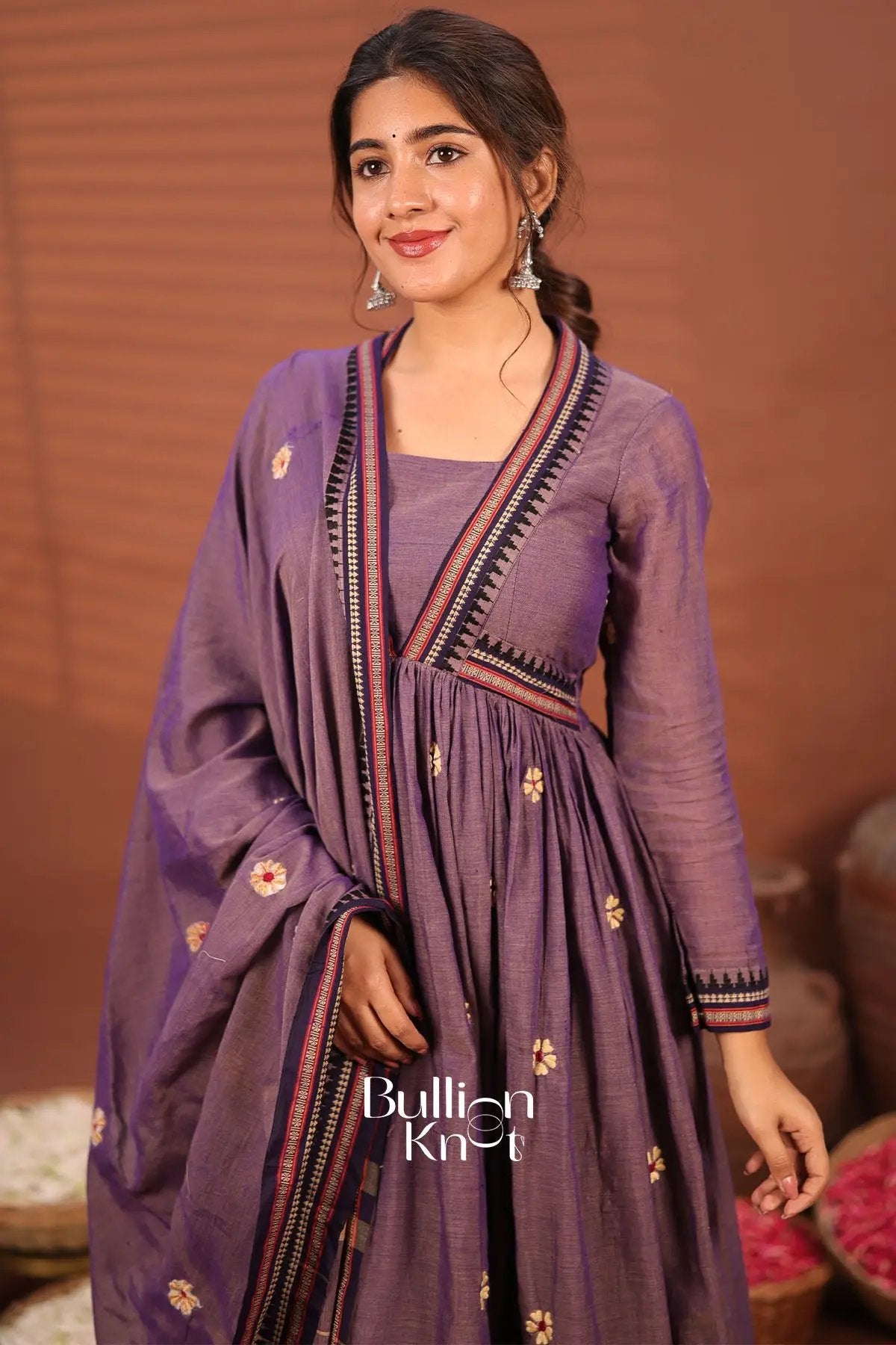 Shreya Greyish Lavender Handloom Kurta Set